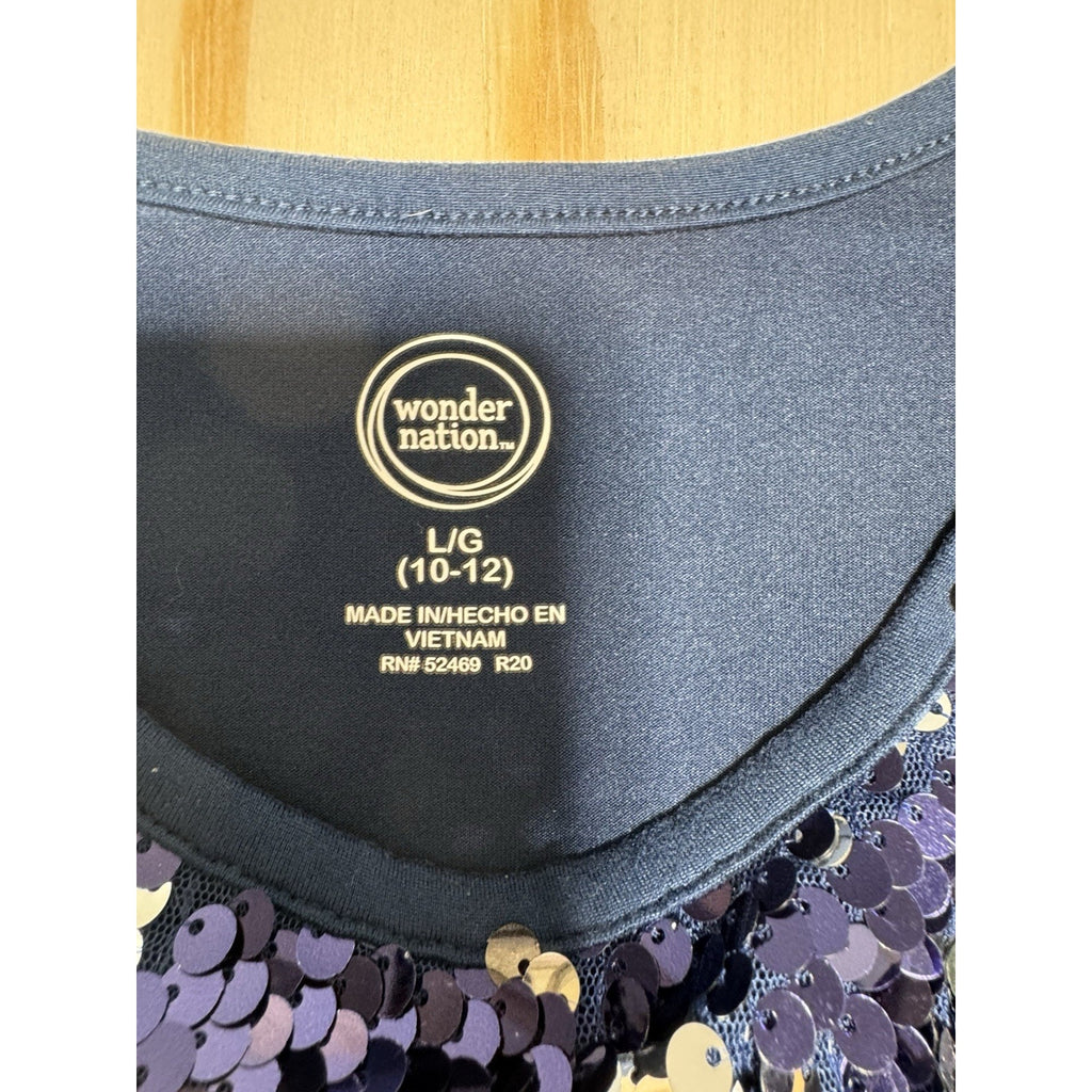 Sequined Dress Navy Blue Wonder Nation Girls Large (10/12)