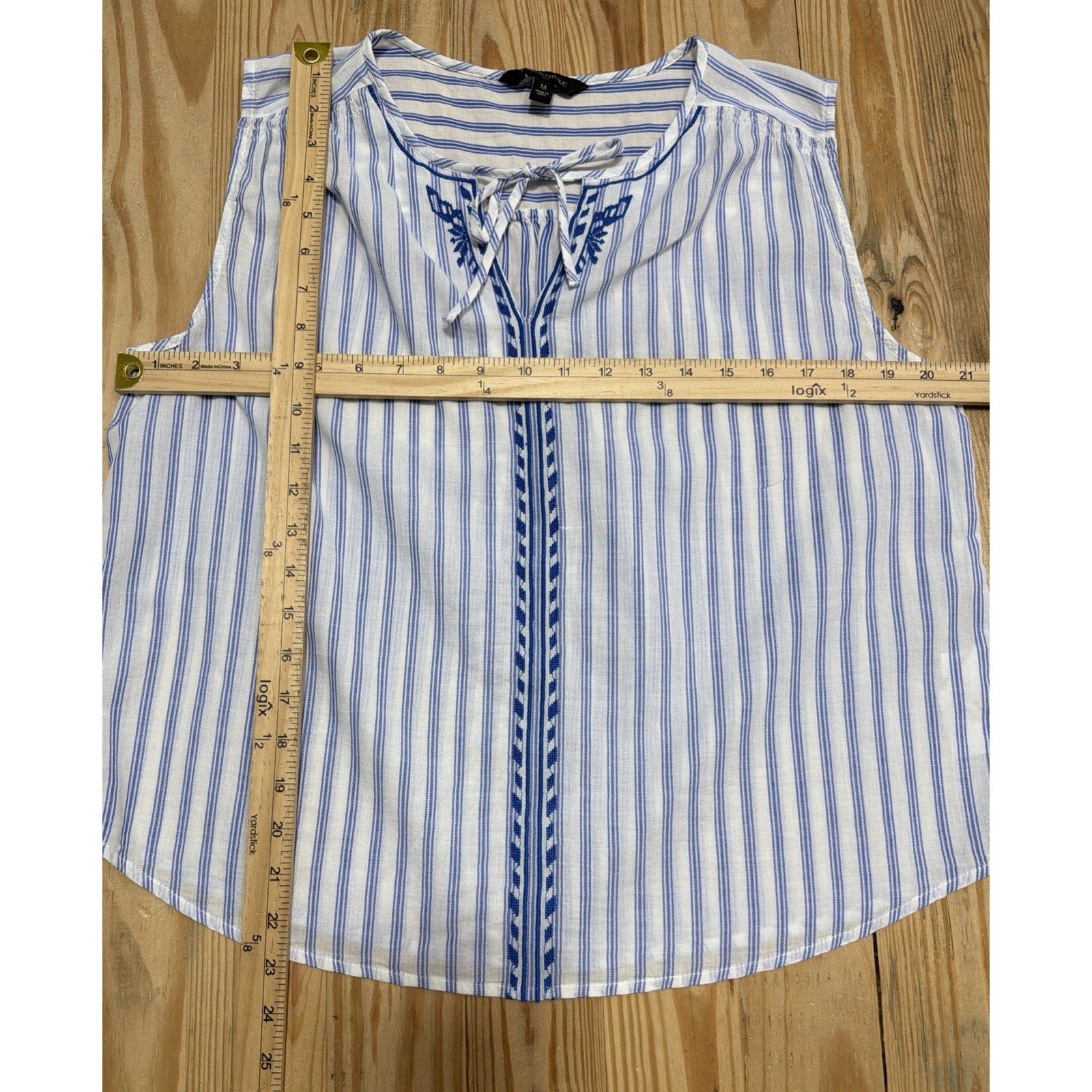 New! Banana Republic Women Sleeveless Blouse Textured Cotton Embroidered Size M