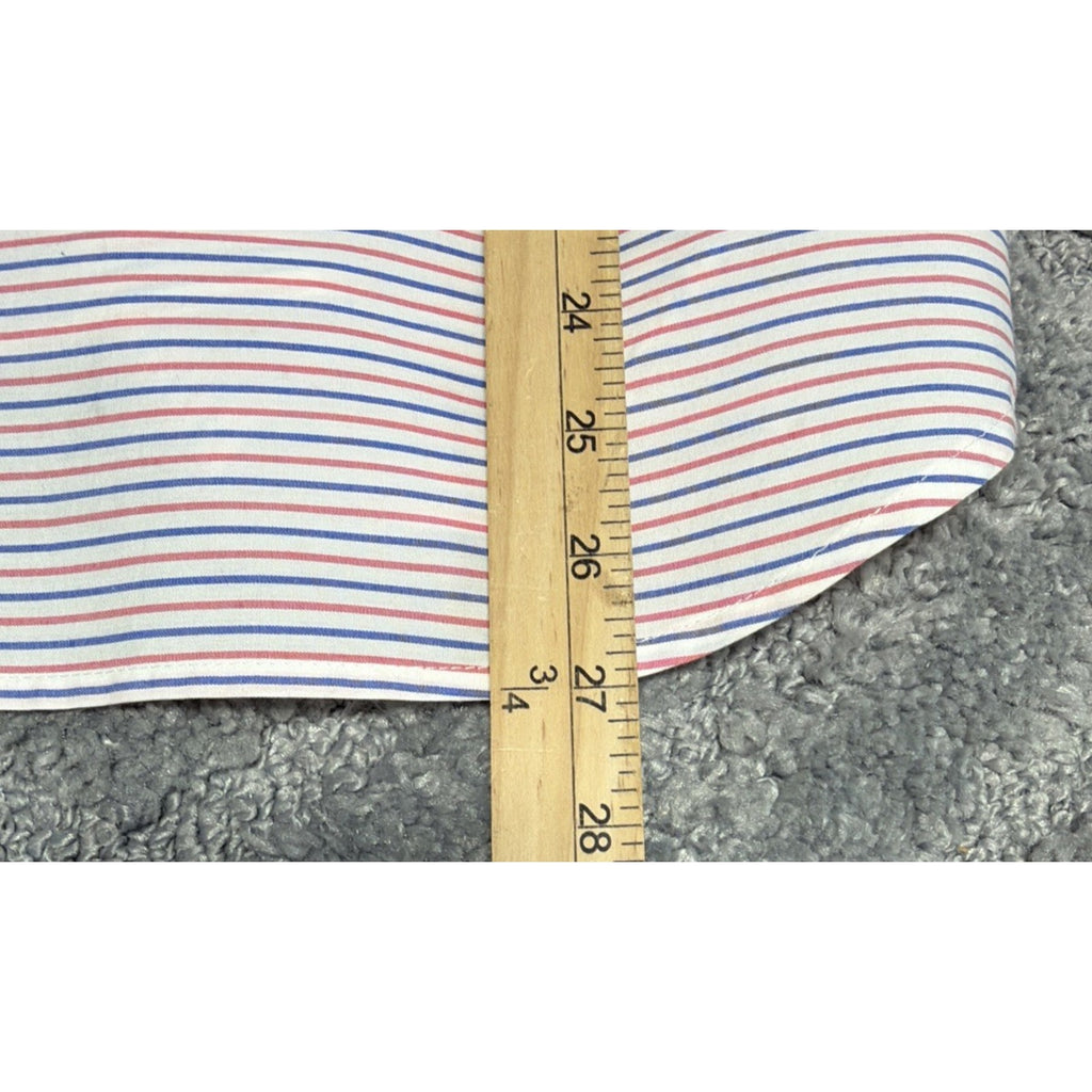Talbots Women's L Button-Front Shirt Striped Red Blue White Top Casual Preppy