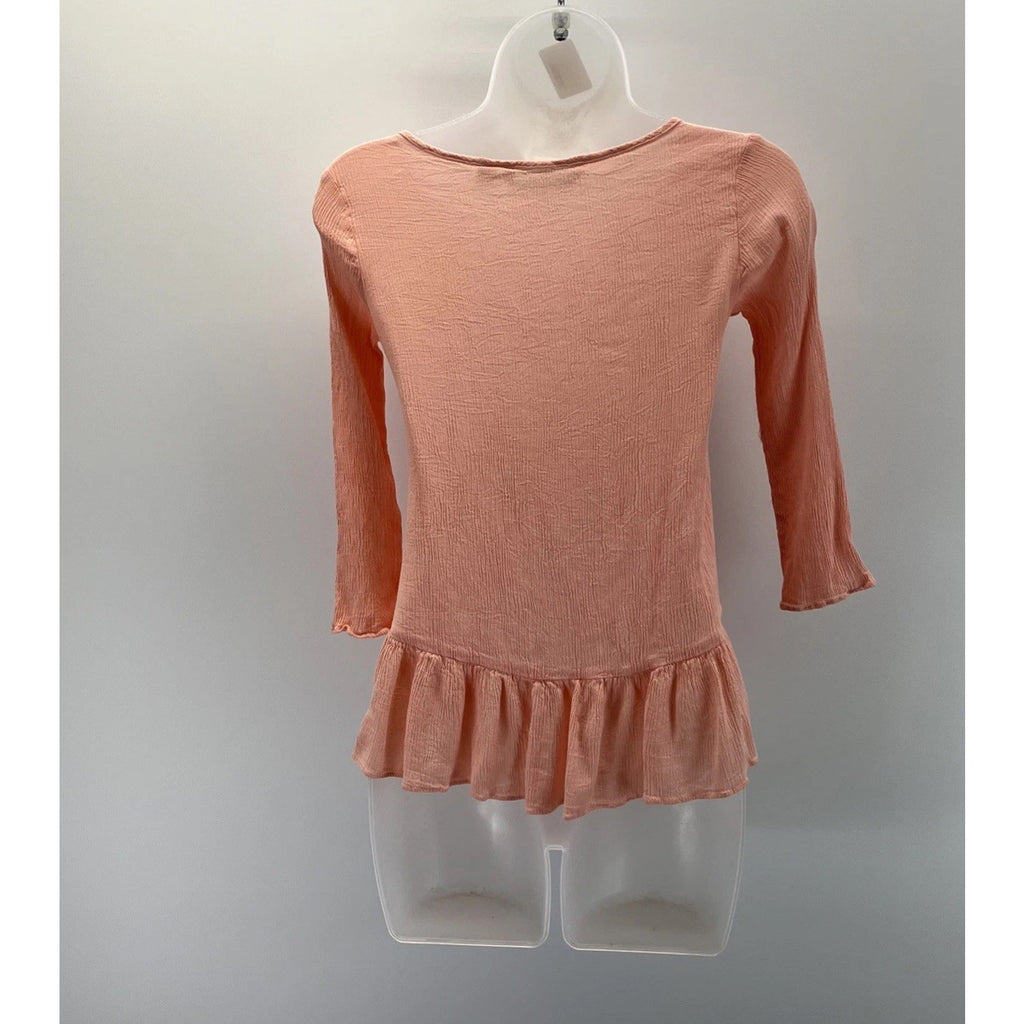 LC Lauren Conrad Womens Crepe Flounce-Hem Top Blouse Size XS Apricot Blush