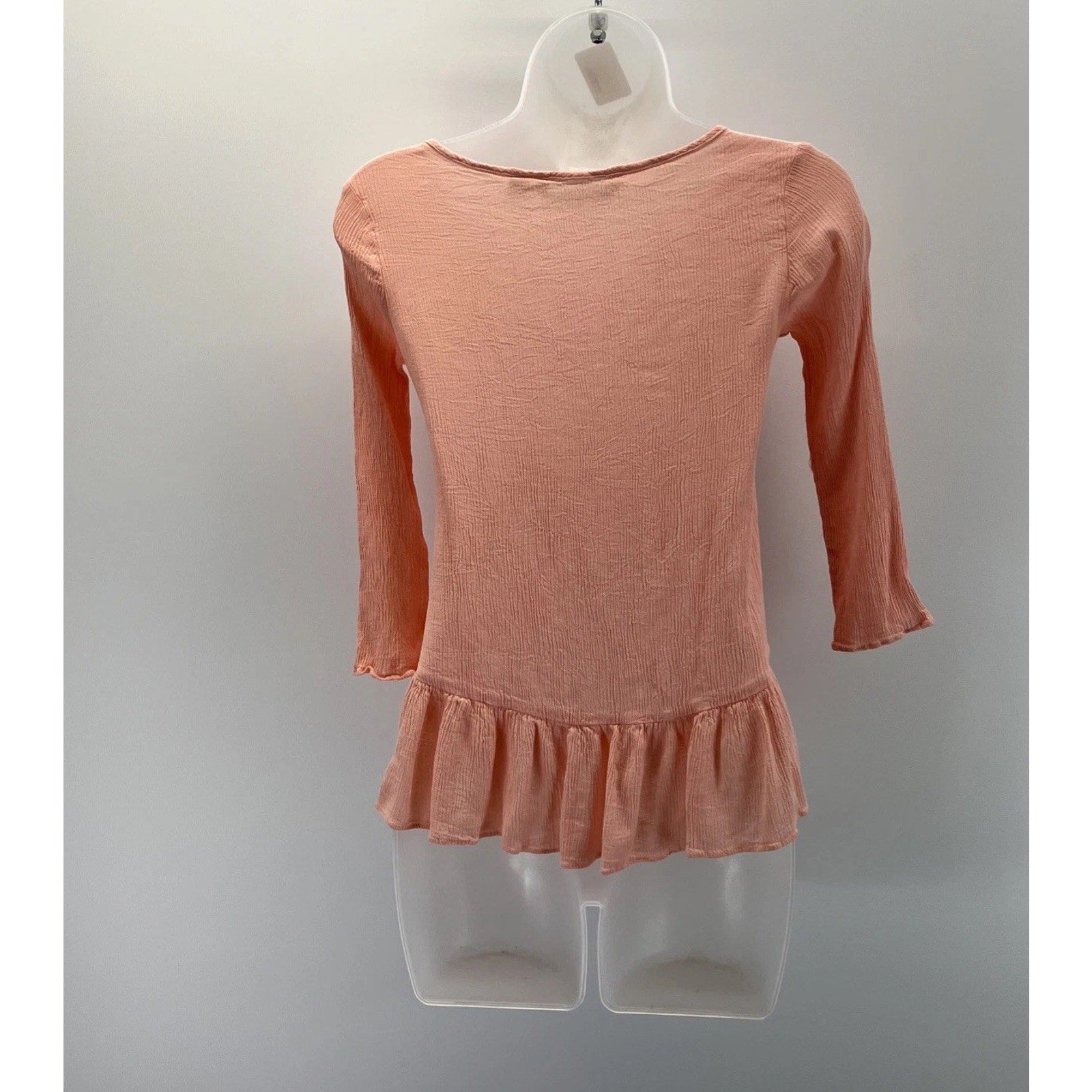 LC Lauren Conrad Womens Crepe Flounce-Hem Top Blouse Size XS Apricot Blush