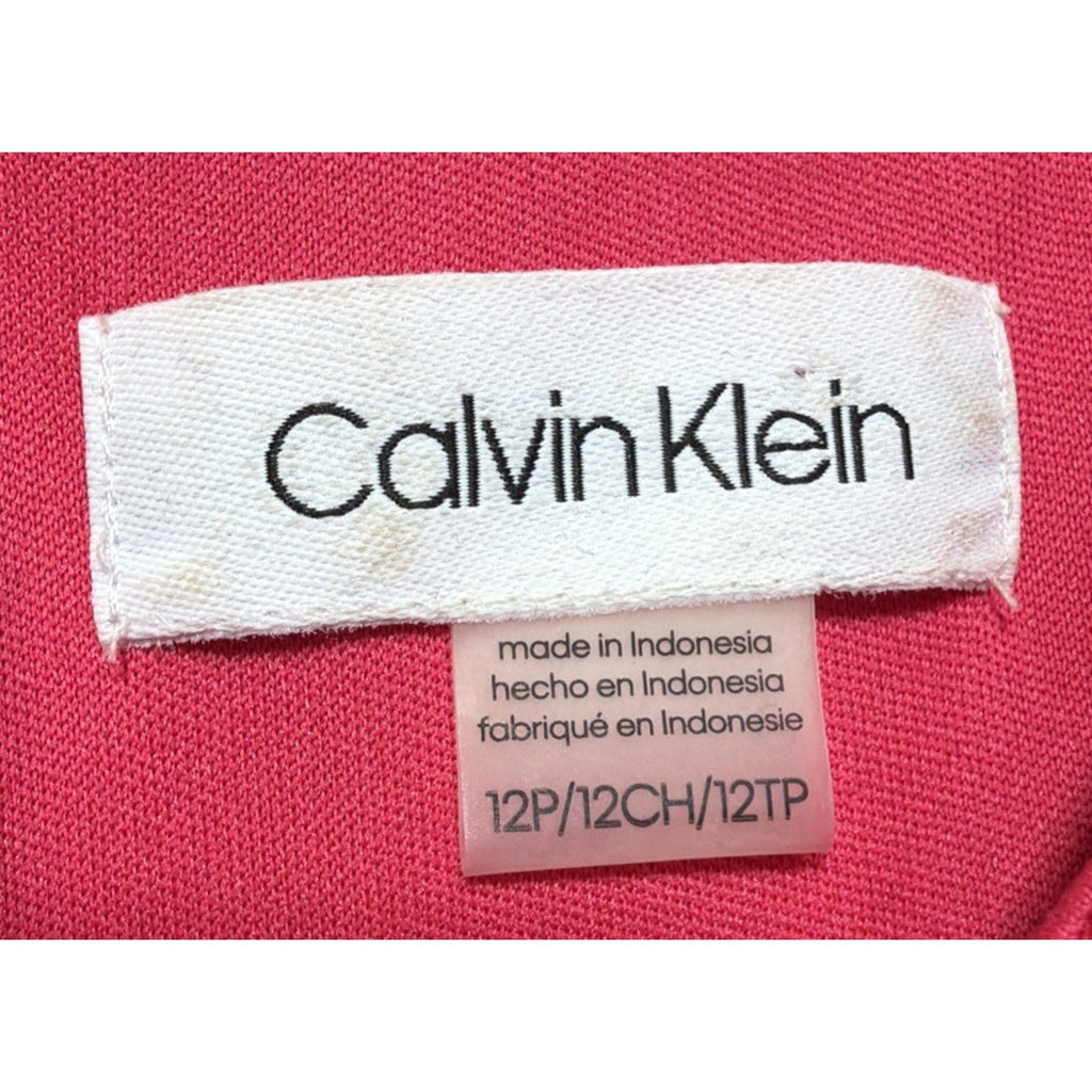 Calvin Klein Pink Fit Flare Dress Petite 12 Sleeveless Barbiecore Career Cocktai