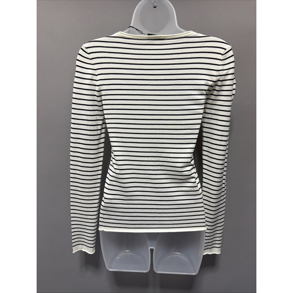 Miou Muse Long Sleeve Stripe Pattern Ribbed Knitted Top Size S New