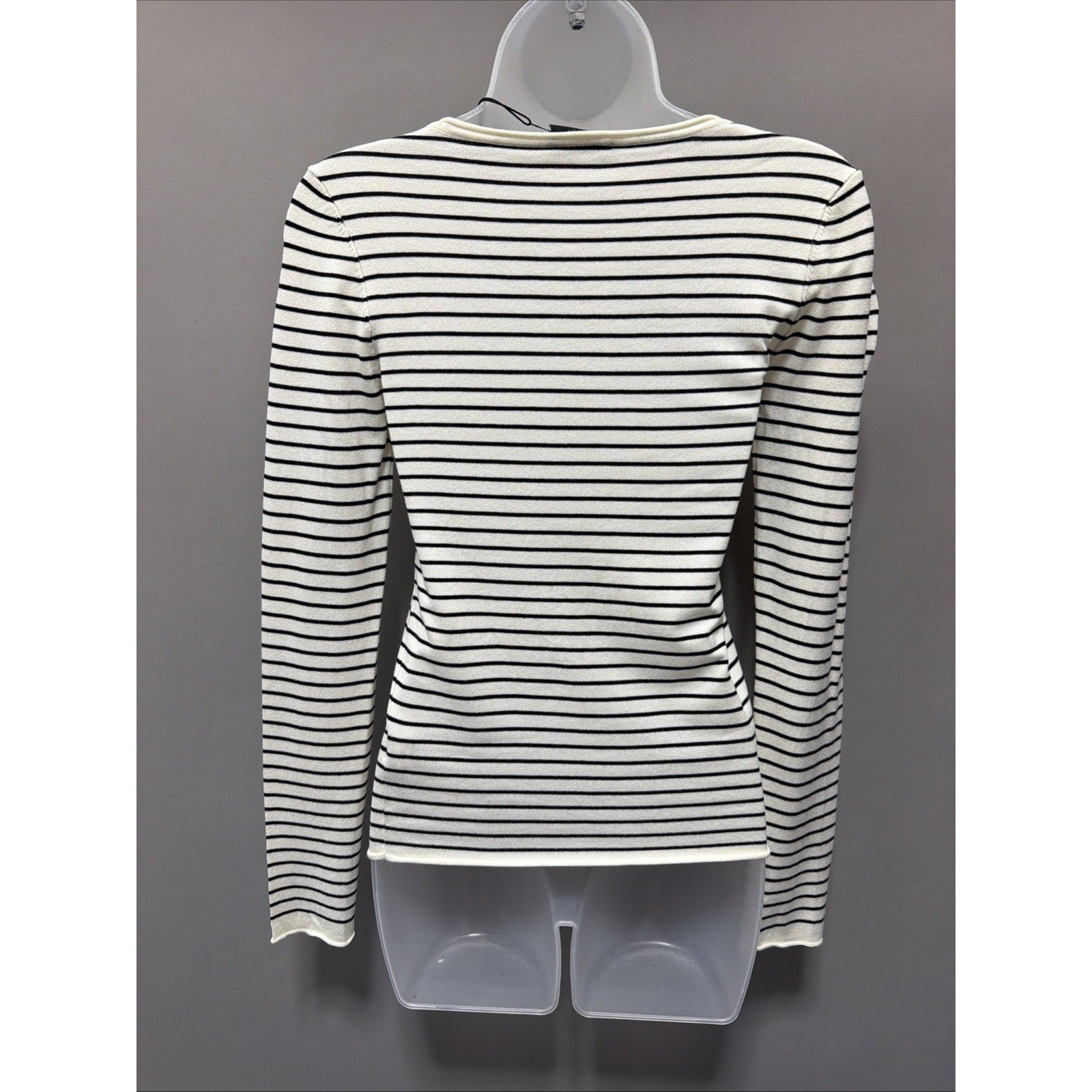 Miou Muse Long Sleeve Stripe Pattern Ribbed Knitted Top Size S New