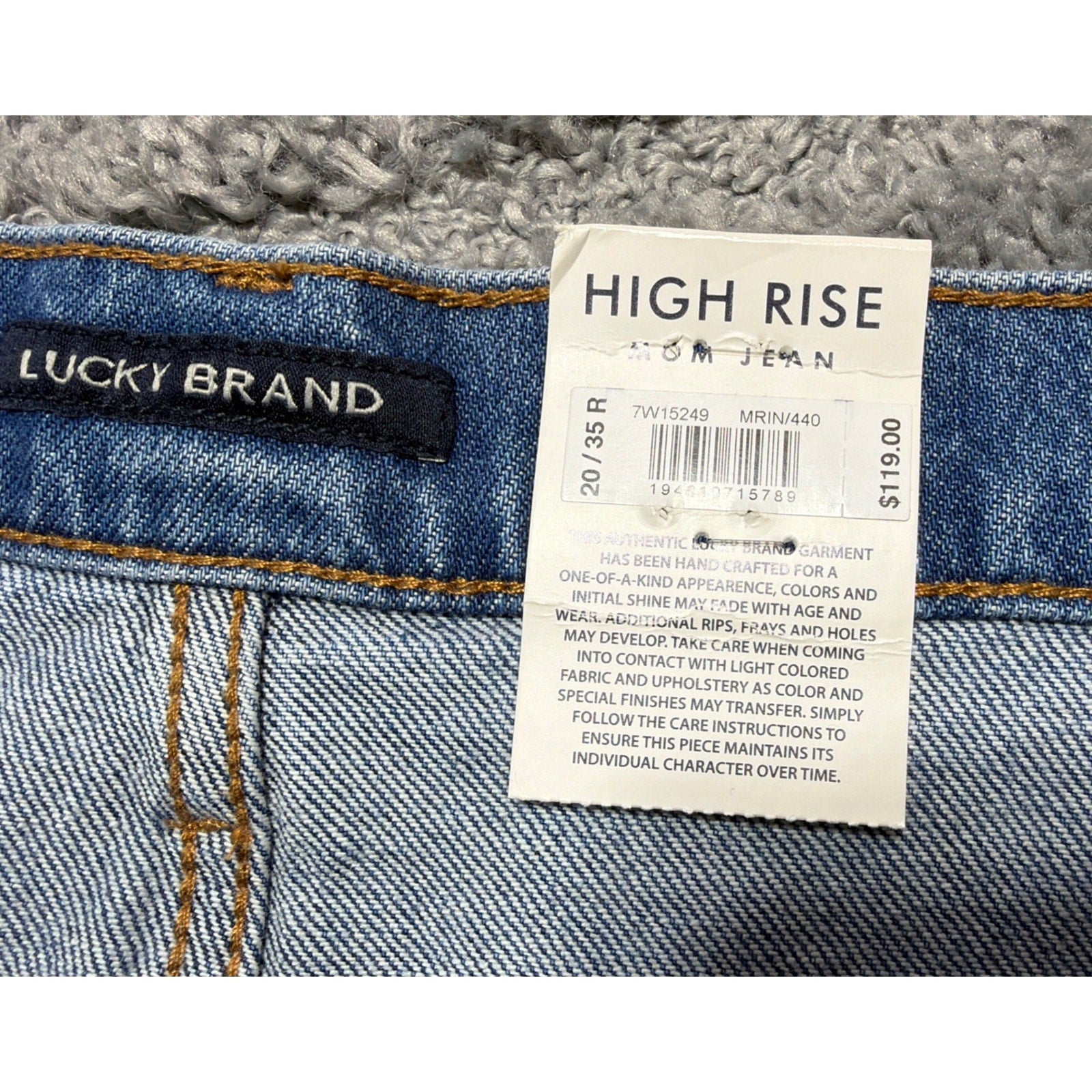 Lucky Brand High Rise Mom Drew Denim Distressed Blue Jeans Womens 20/35R New