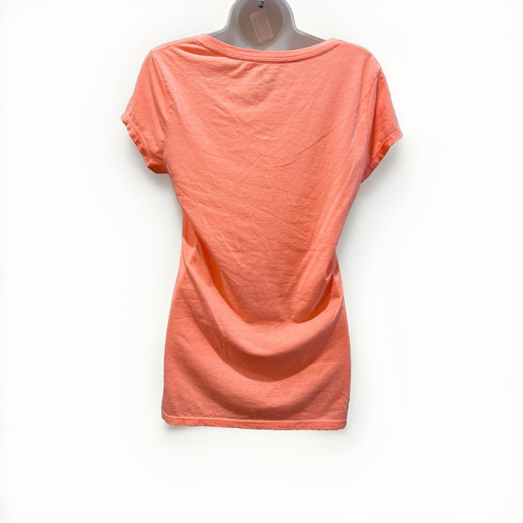 No Boundaries Juniors' Short Sleeve Orange V Neck Short Sleeve T-Shirt L