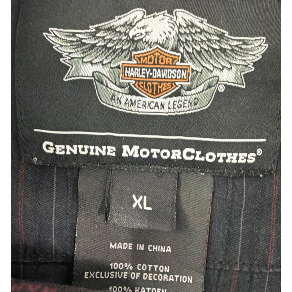 Harley Davidson Shirt Mens XL Black Striped Long Sleeve Button Down Genuine 1903