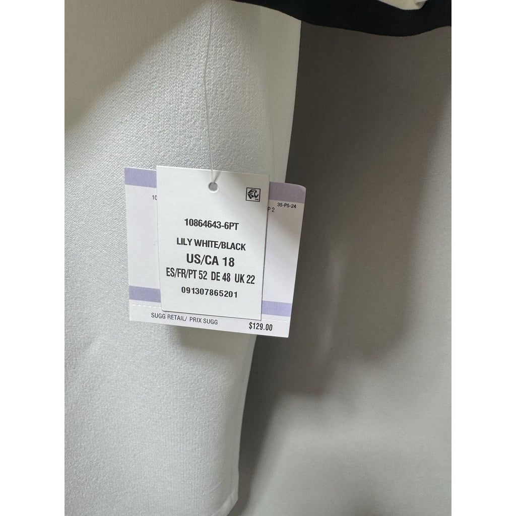 Kasper Women’s Size 18 White Black Trim 2 Pc Skirt Suit Career Office Formal New