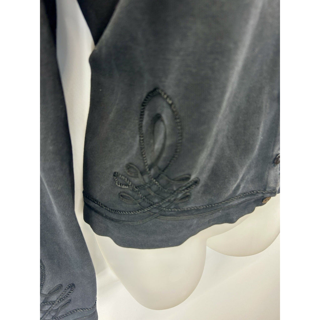 Women's TALBOTS Black 78% Silk Embroidered Long Sleeve Blouse Size Large.