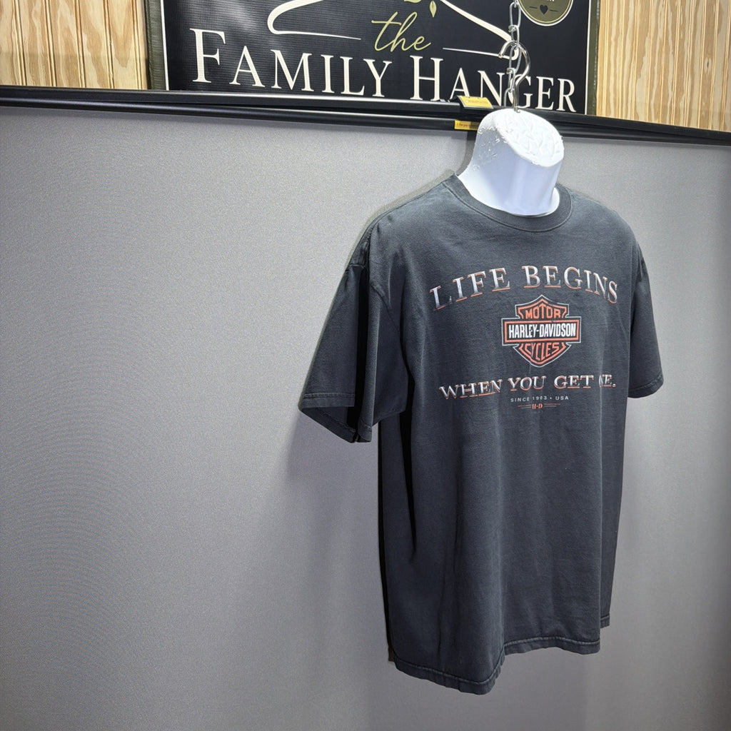 Vintage HARLEY-DAVIDSON T-SHIRT SZ L LIFE BEGINS WHEN YOU GET ONE 2003 Made USA