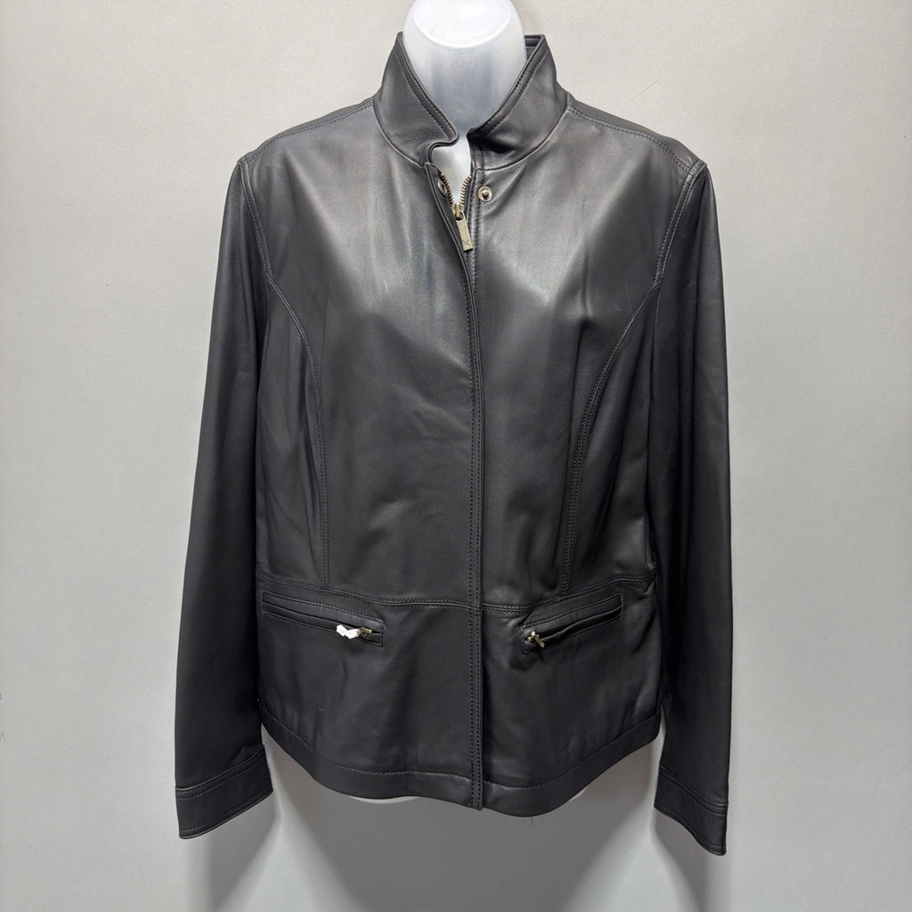 Eddie Bauer Womens XL Black 100% Leather Jacket Authentic Outdoor Outfitters New