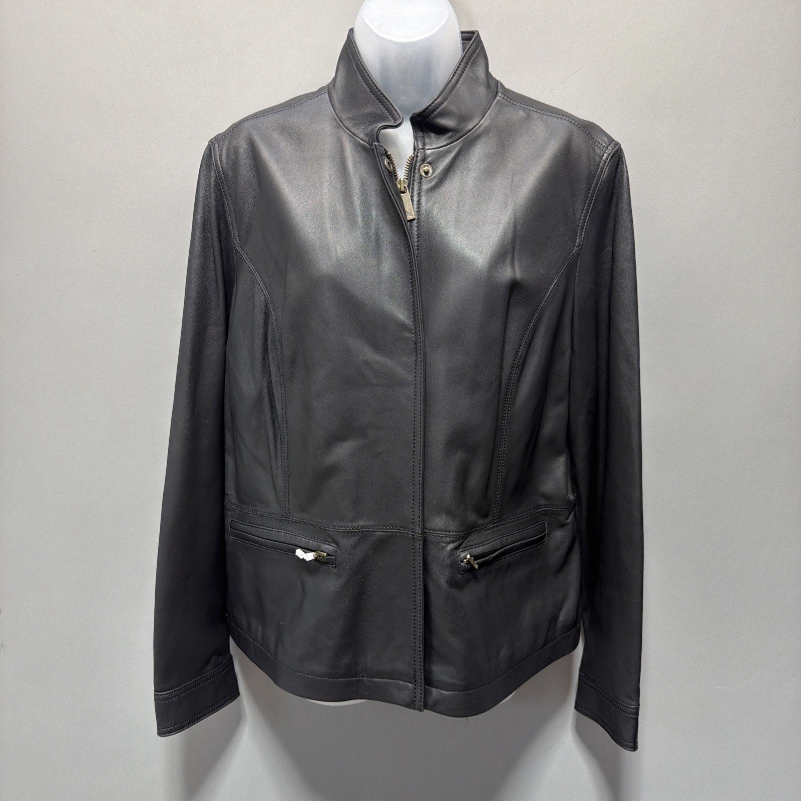 Eddie Bauer Womens XL Black 100% Leather Jacket Authentic Outdoor Outfitters New
