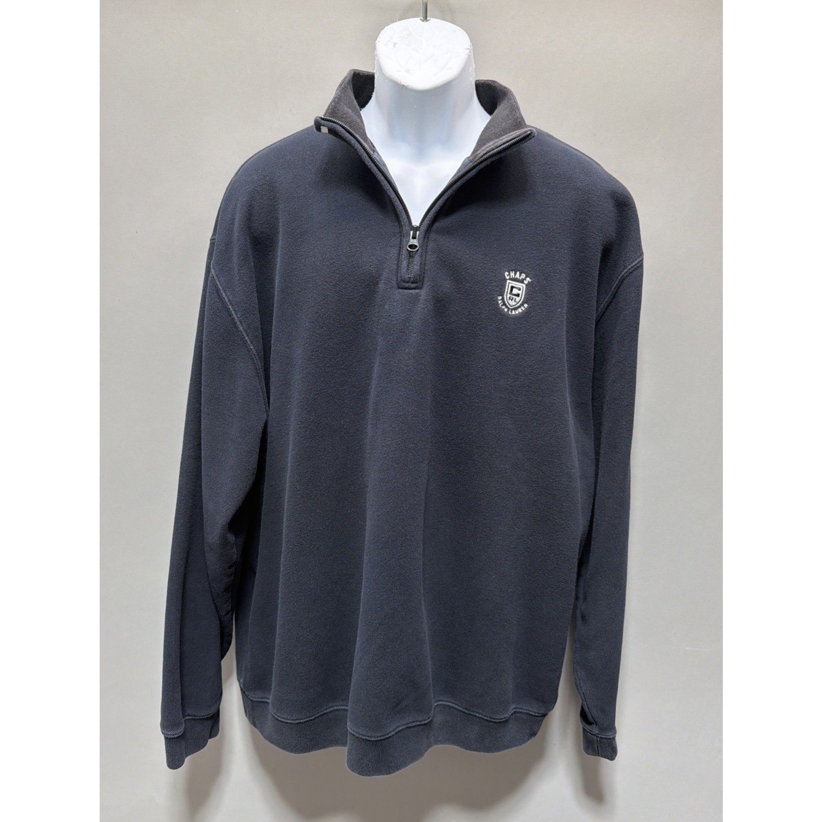 Chaps Ralph Lauren 90s Black Fleece 1/4 Zip Sweater Large