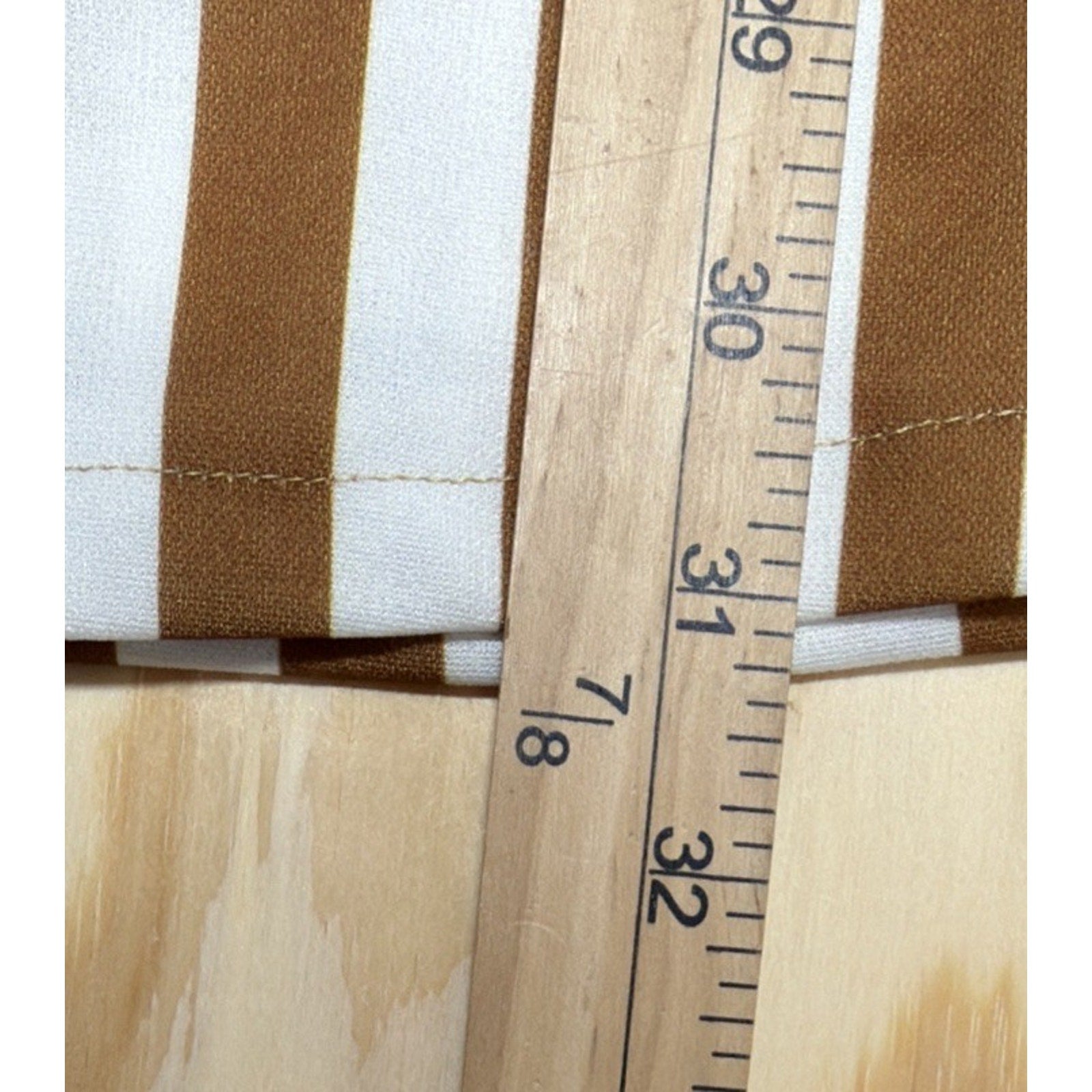 Turquoise Haven Women's Wide Boho Bell Bottom Pants Striped Brown White Medium