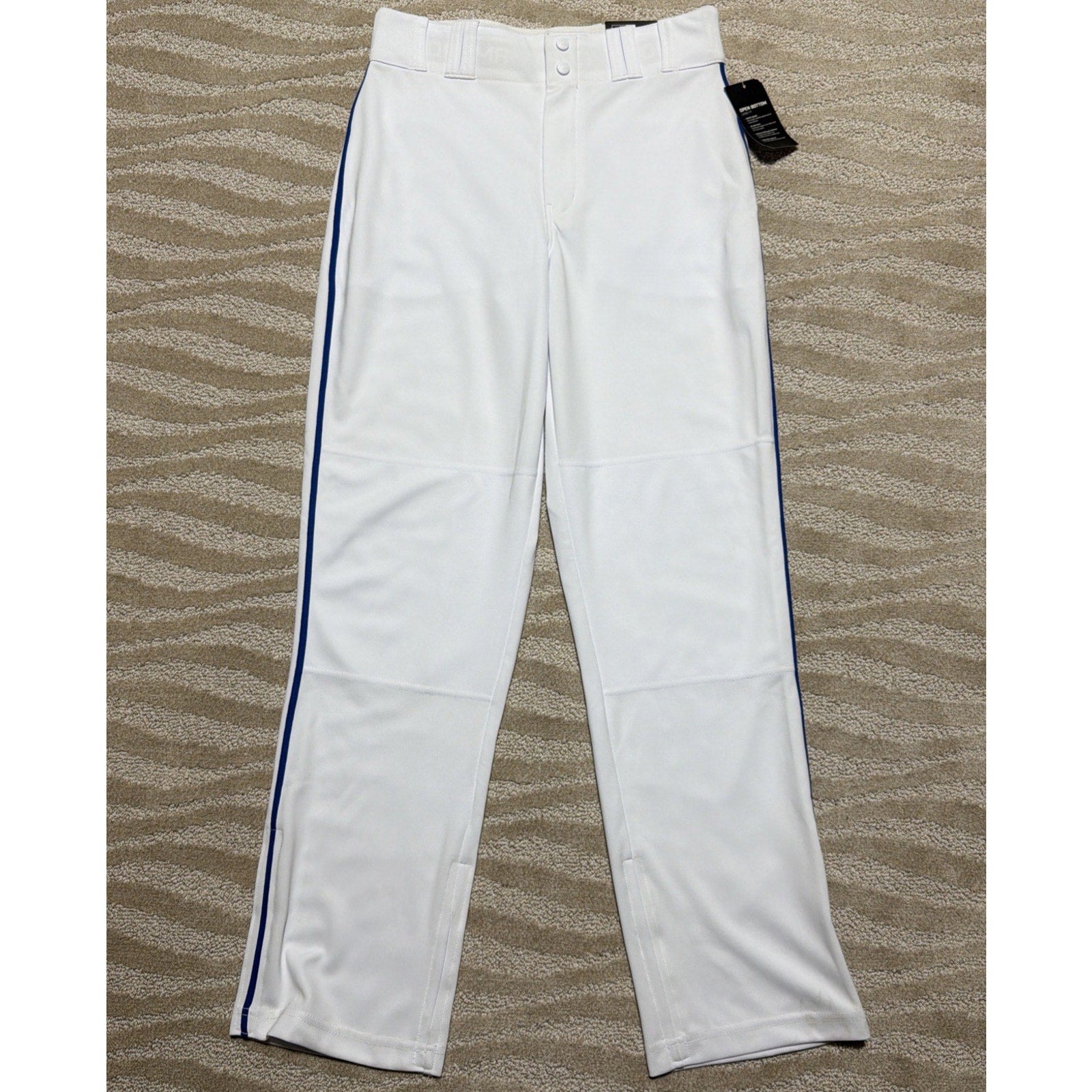 Champro Adult White Royal Blue Open Bottom Loose Fit Baseball Pants Size M NWT
