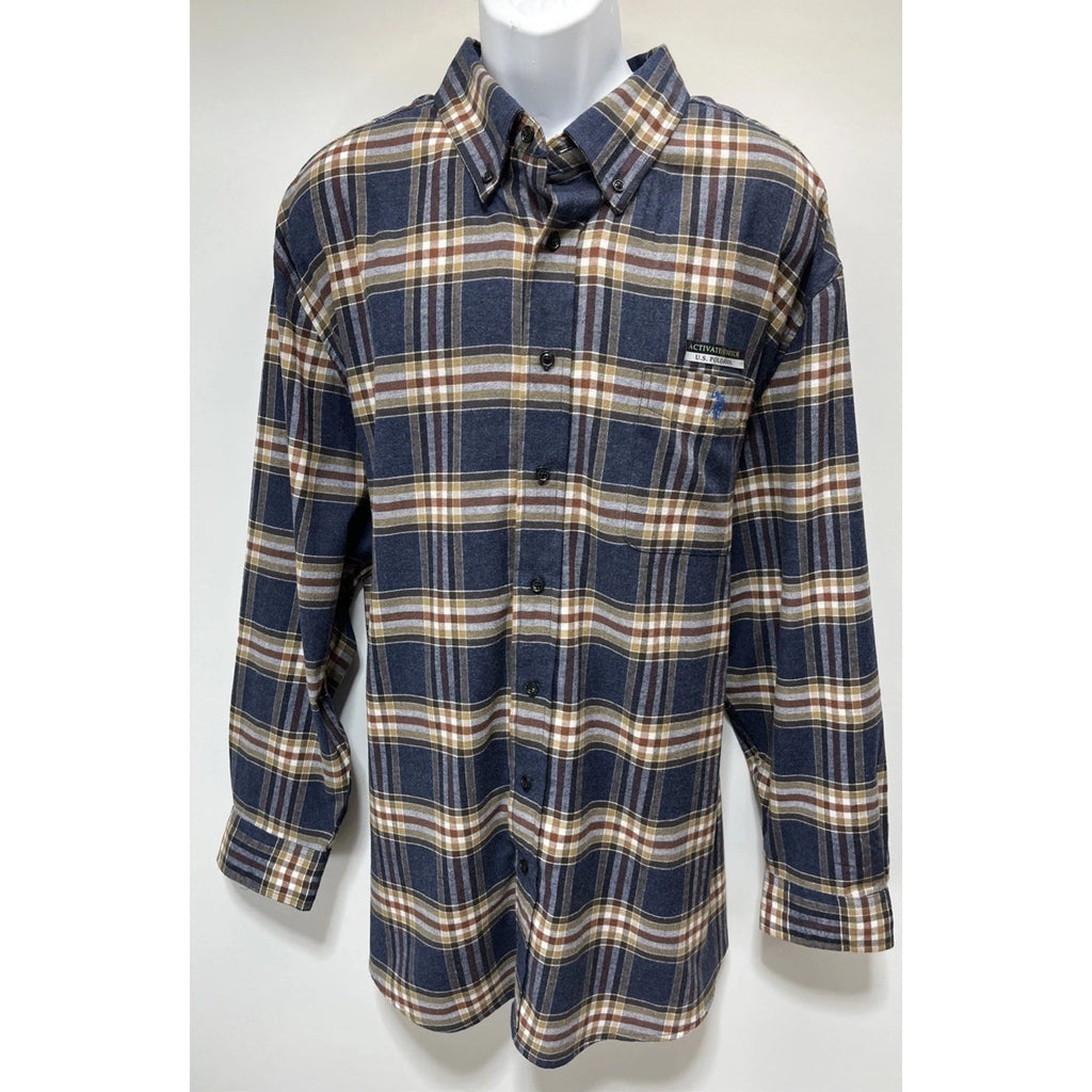 U.S. Polo Assn. Men's Shirt Flannel stretch plaid button collared NWT 2XLB