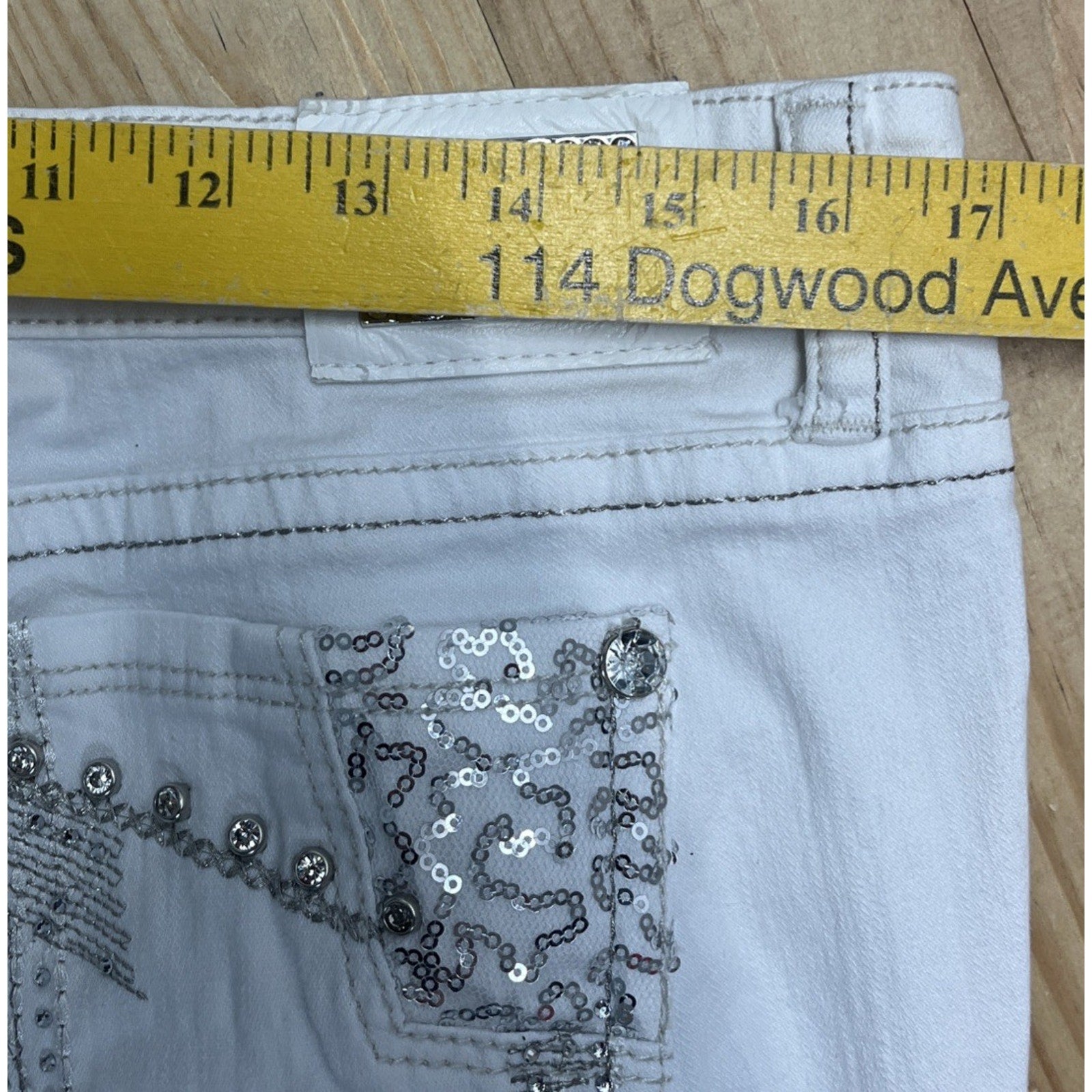 GRACE In LA-Straight Jeans Rhinestones Thick Stitch Women's Size 13 Bling