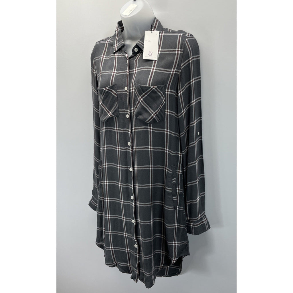NWT Thread And Supply Button Up Shirt Dress With Pockets Size Extra Small