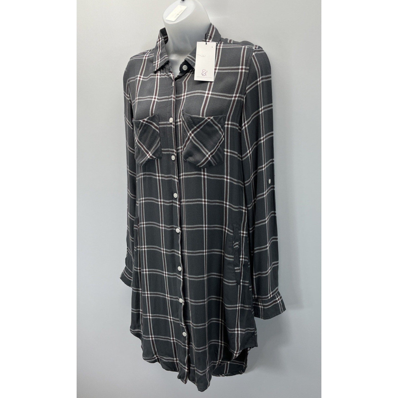 NWT Thread And Supply Button Up Shirt Dress With Pockets Size Extra Small