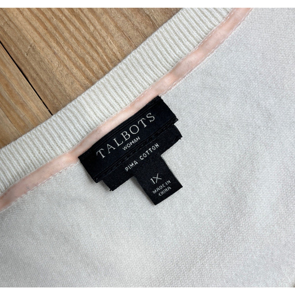 Talbots Women’s 1X Ivory Pima Cotton Sweater Vest
