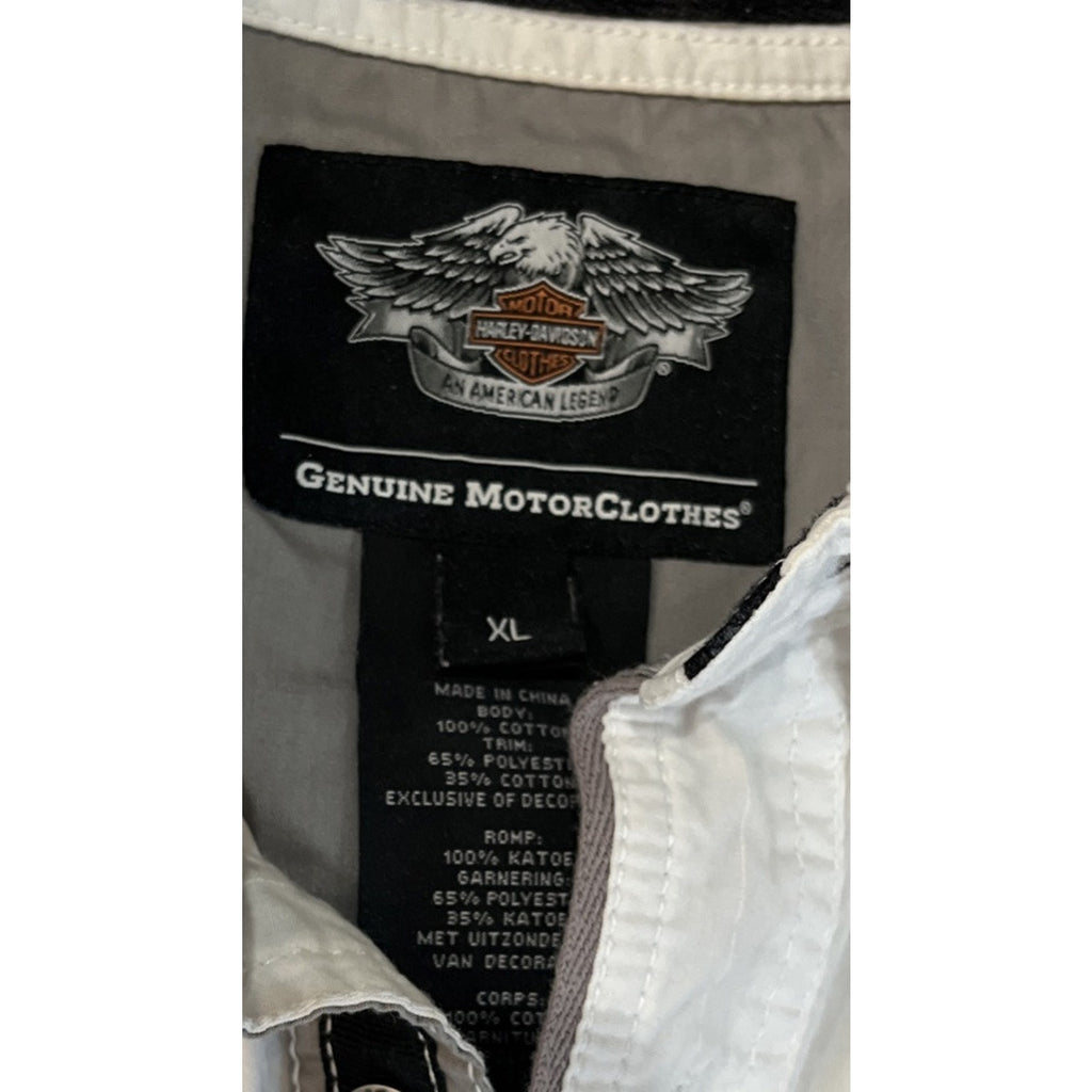 Harley Davidson Men’s White Denim Longsleeve Button Up Bar And Shield Logo XL