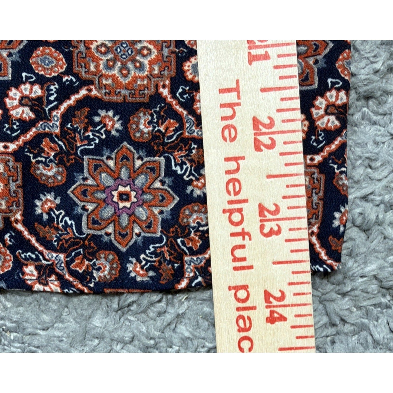 Loft Blouse Top Size XXS Pet Womans Navy Blue Brown Floral Print 3/4 Bell Sleeve
