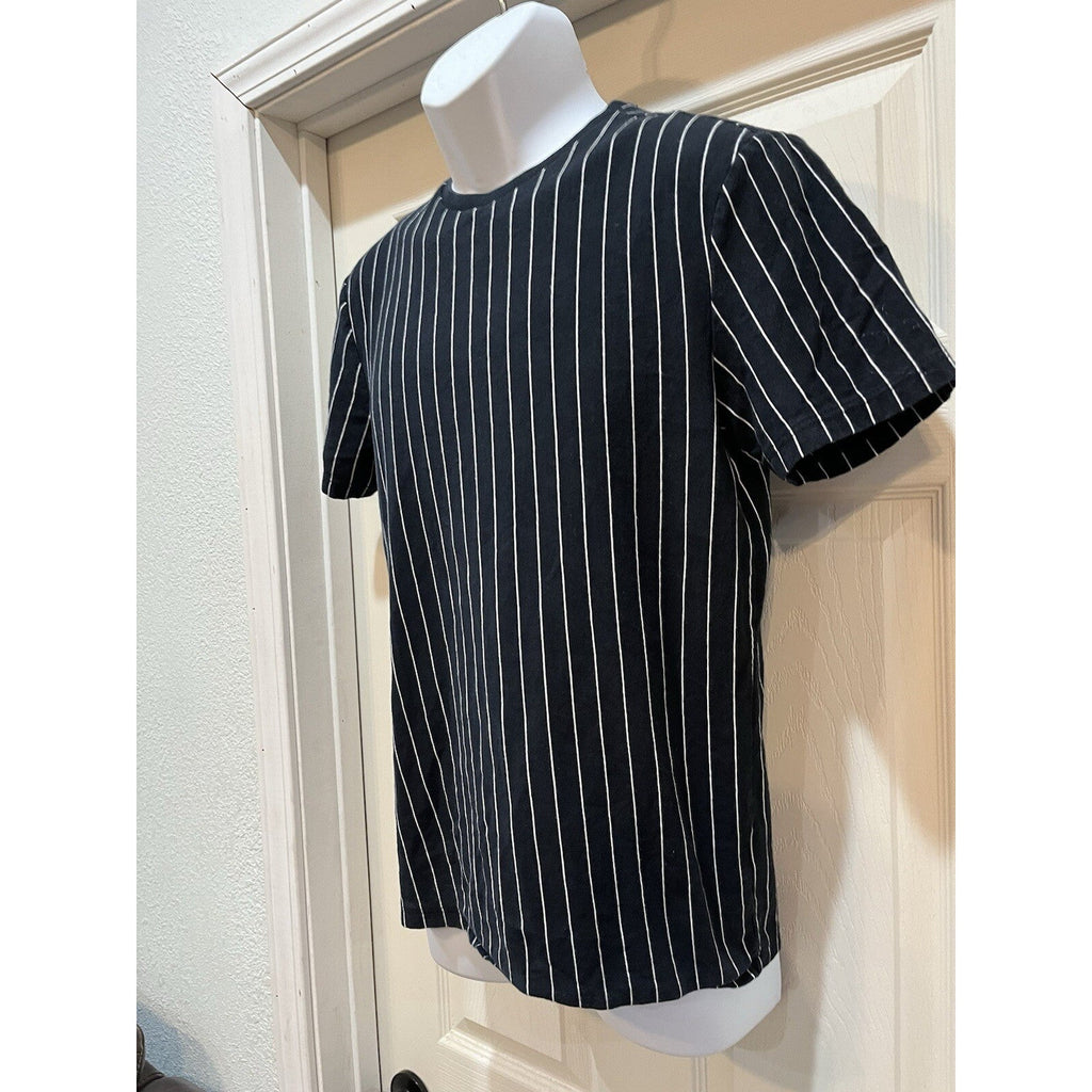 TOP Black White Striped Short Sleeve Jersey T-shirt Sports Tee Training Men's S