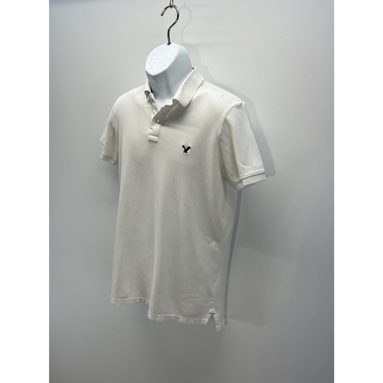 American Eagle Outfitters Classic fit short sleeve Eagle Polo white S men