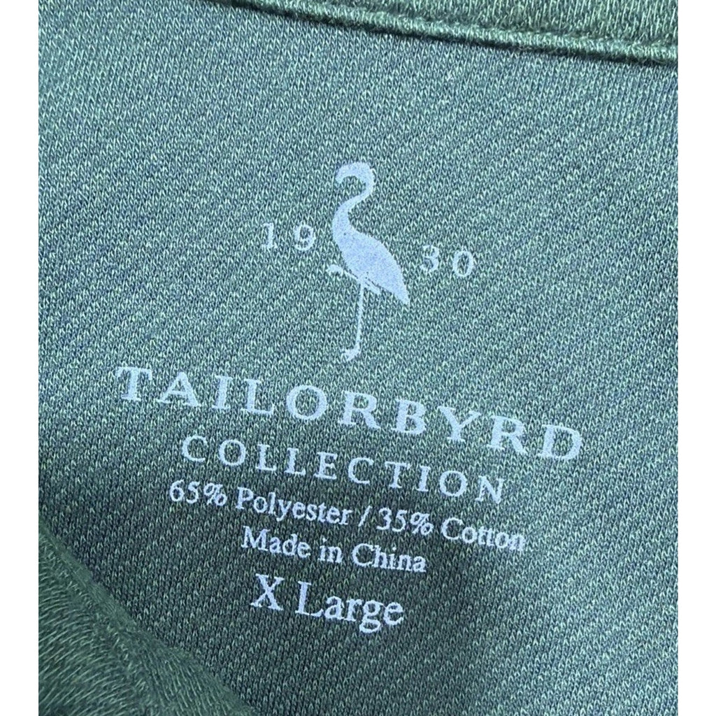 TailorByrd Men's Long Sleeve Twill Knit Polo shirt - Green XL