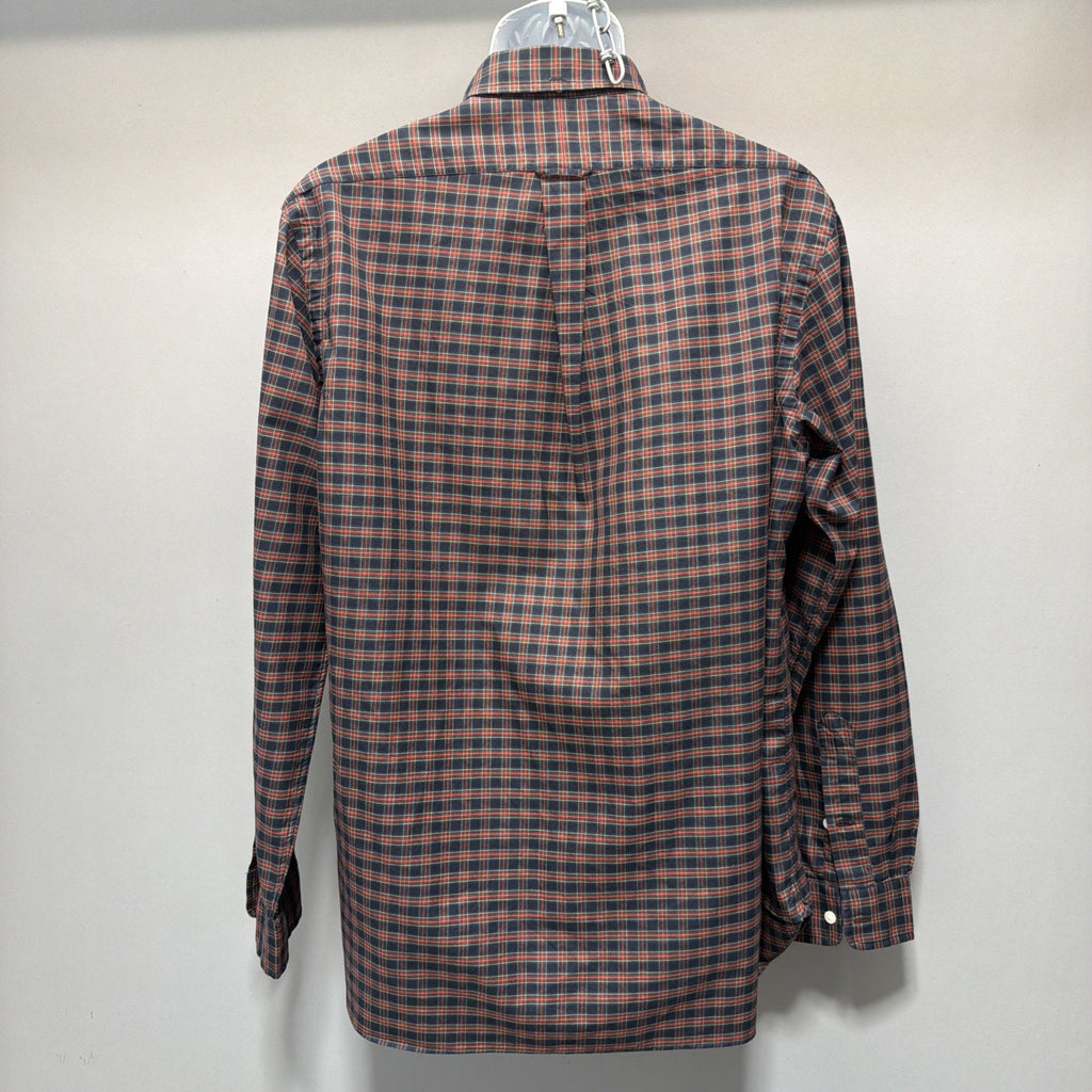 Ralph Lauren Mens L Mint Condition 120s Twill Plaid Button Down Shirt Red Blue