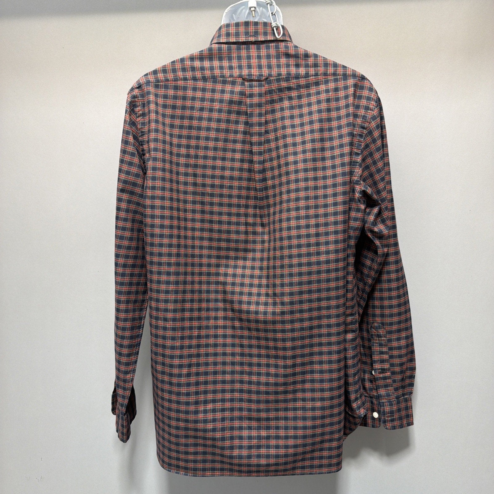 Ralph Lauren Mens L Mint Condition 120s Twill Plaid Button Down Shirt Red Blue