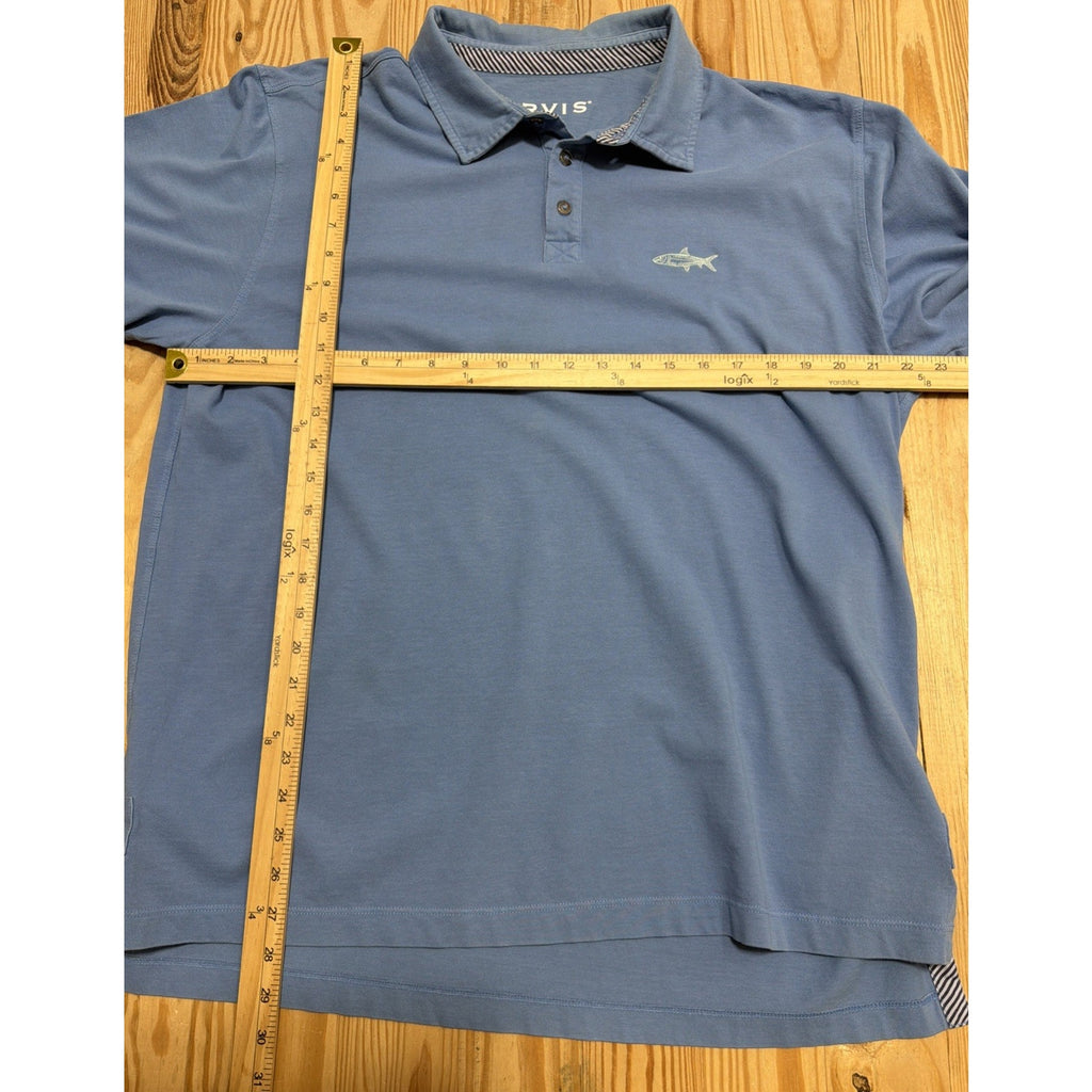 Orvis Mens L Size Collared Sweatshirt Blue Cotton Outdoor Fishing Pullover