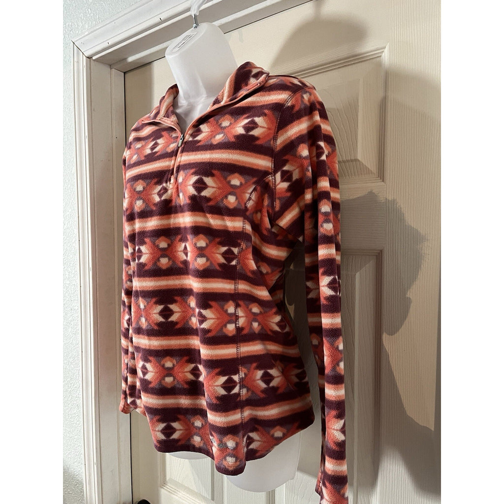 Eddie Bauer Plush 1/4 zip Pullover Fleece Women’s Sz M Jacket Ultra-soft Aztec