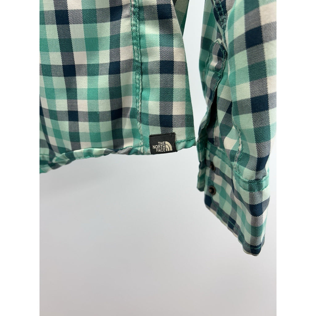 The North Face Women M Green Plaid Long Sleeve Pearl Button Down Outdoors