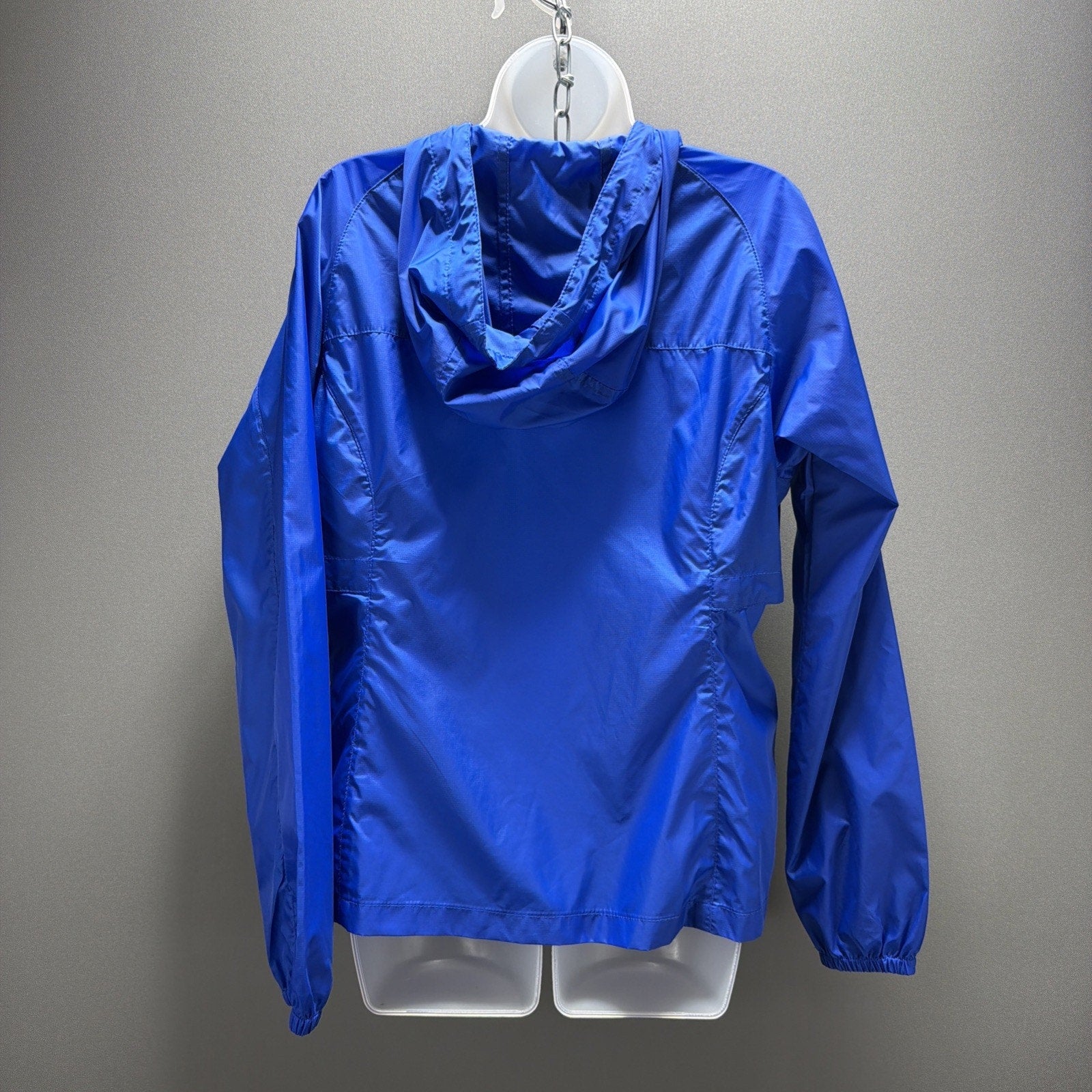 EDDIE BAUER Women's M Packable Rain Jacket Royal Blue Company Logo Karmak