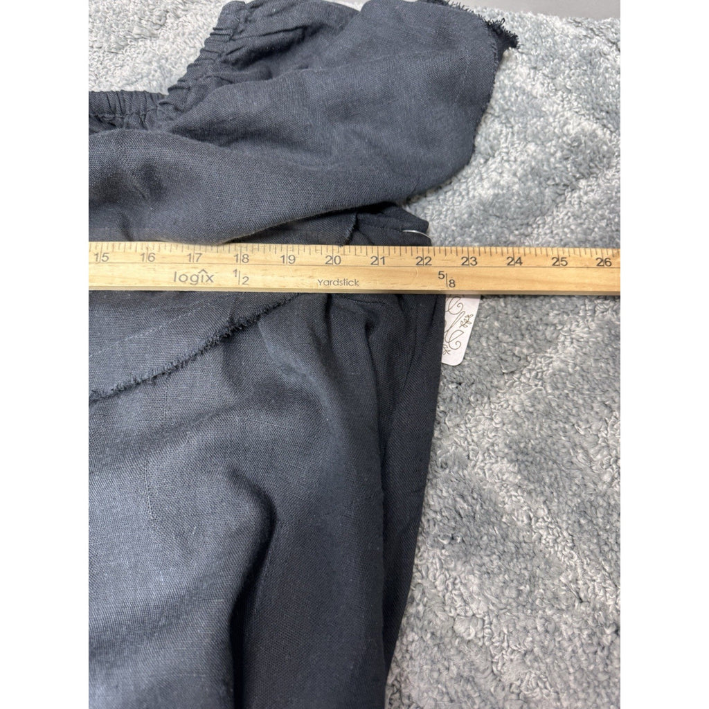 Free People Black Ruffle Mini Dress Tunic Top Blouse Raw Hem Women’s M New