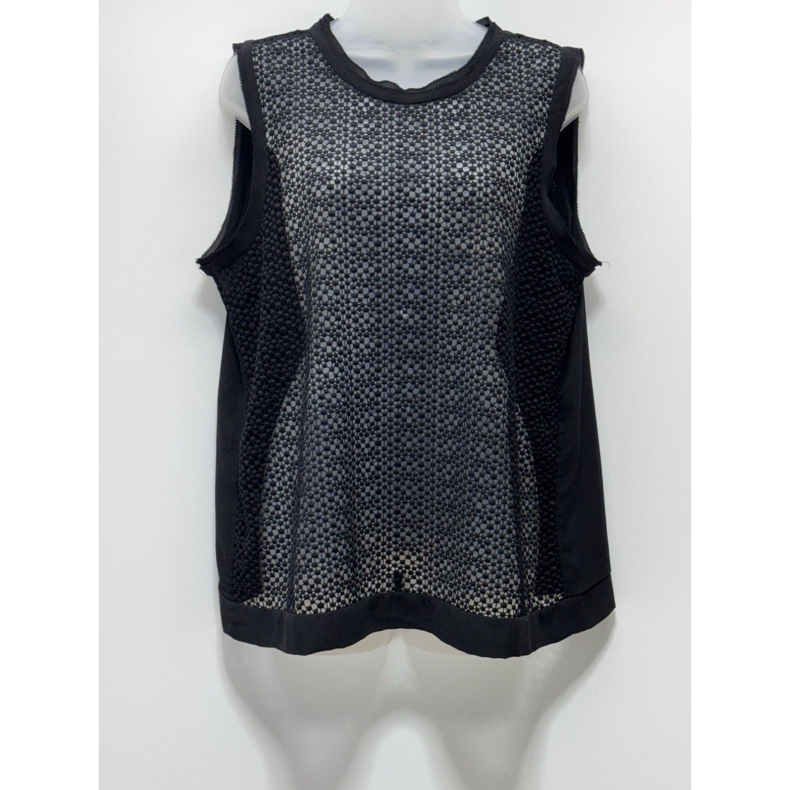 Banana Republic Women's Black Eyelet Sheer Blouse Sleeveless Size Large