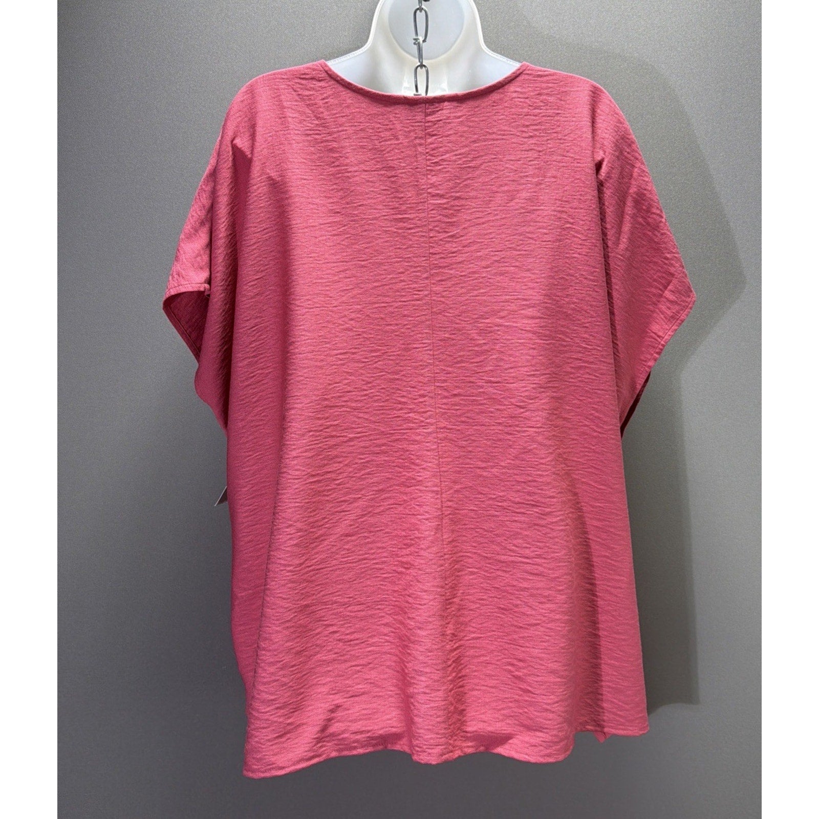 Nine West Plus Size 3X Textured V neck Pink wrap shirt blouse NWT