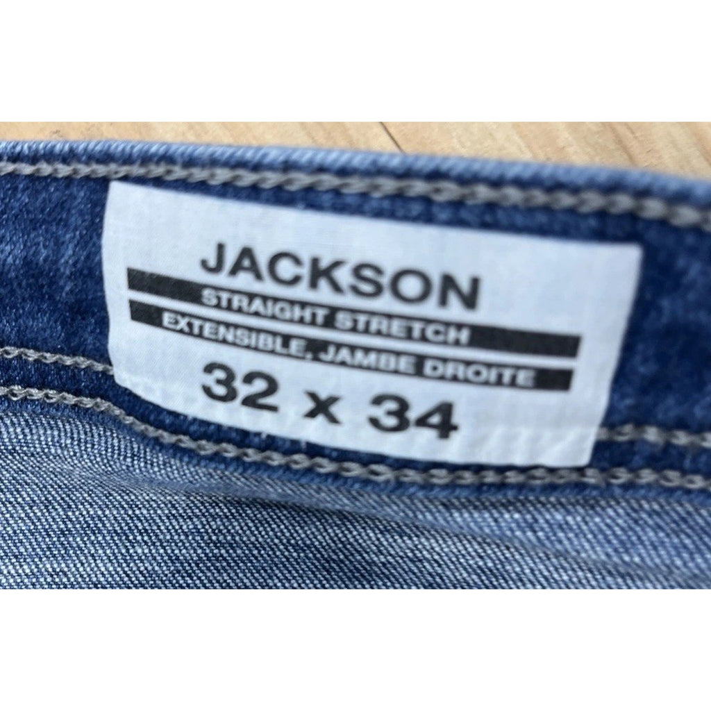 Buffalo David Bitton Jeans Mens 32x34 Blue Jackson-X Straight Stretch Denim