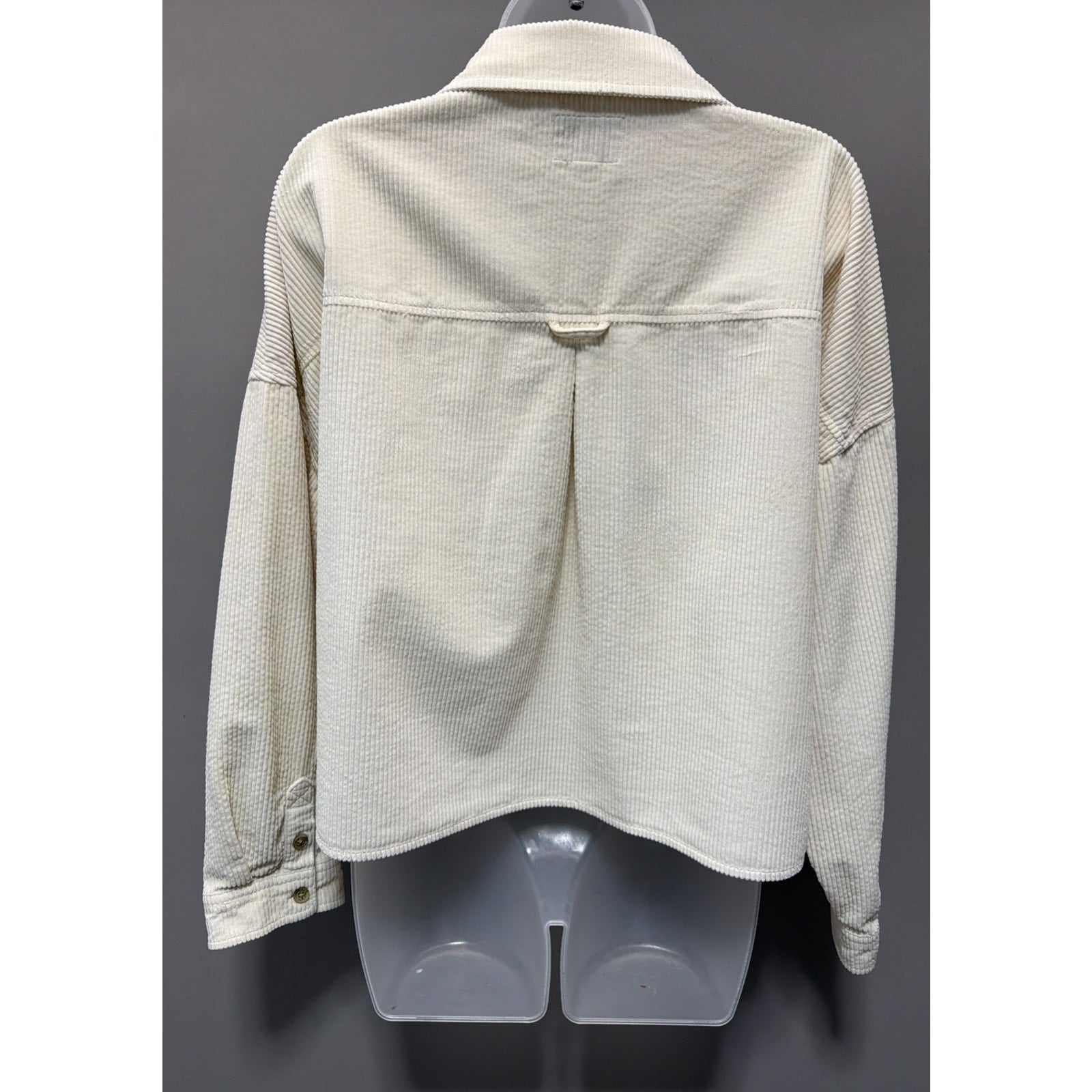 American Eagle Cropped Corduroy Jacket Womens Large Ivory Button Front Oversized