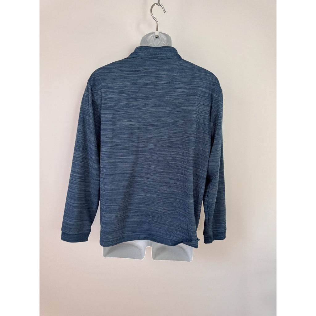 Saddlebred Comfort Performance Mens Polo Golf Shirt Long Sleeve Large Blue