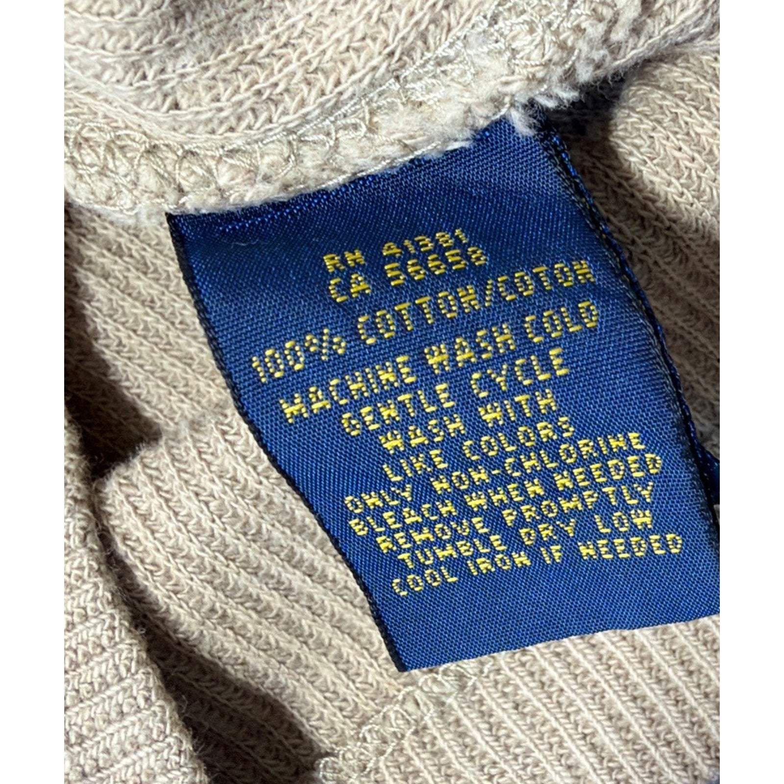 Ralph Lauren Polo Dress Women Medium Beige Sweater Thermal Waffle Crewneck