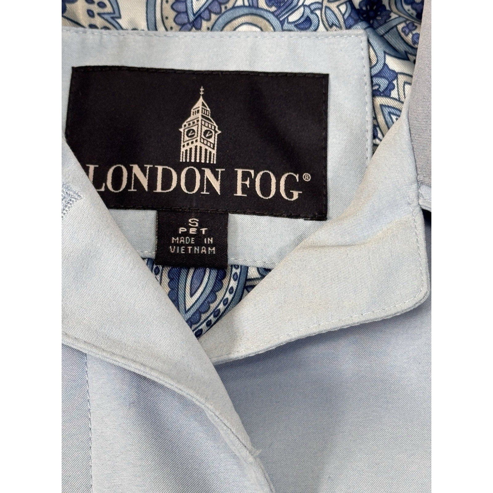 London Fog Women’s Sorbet Blue Jacket Size Small Petite Long With Hidden Button