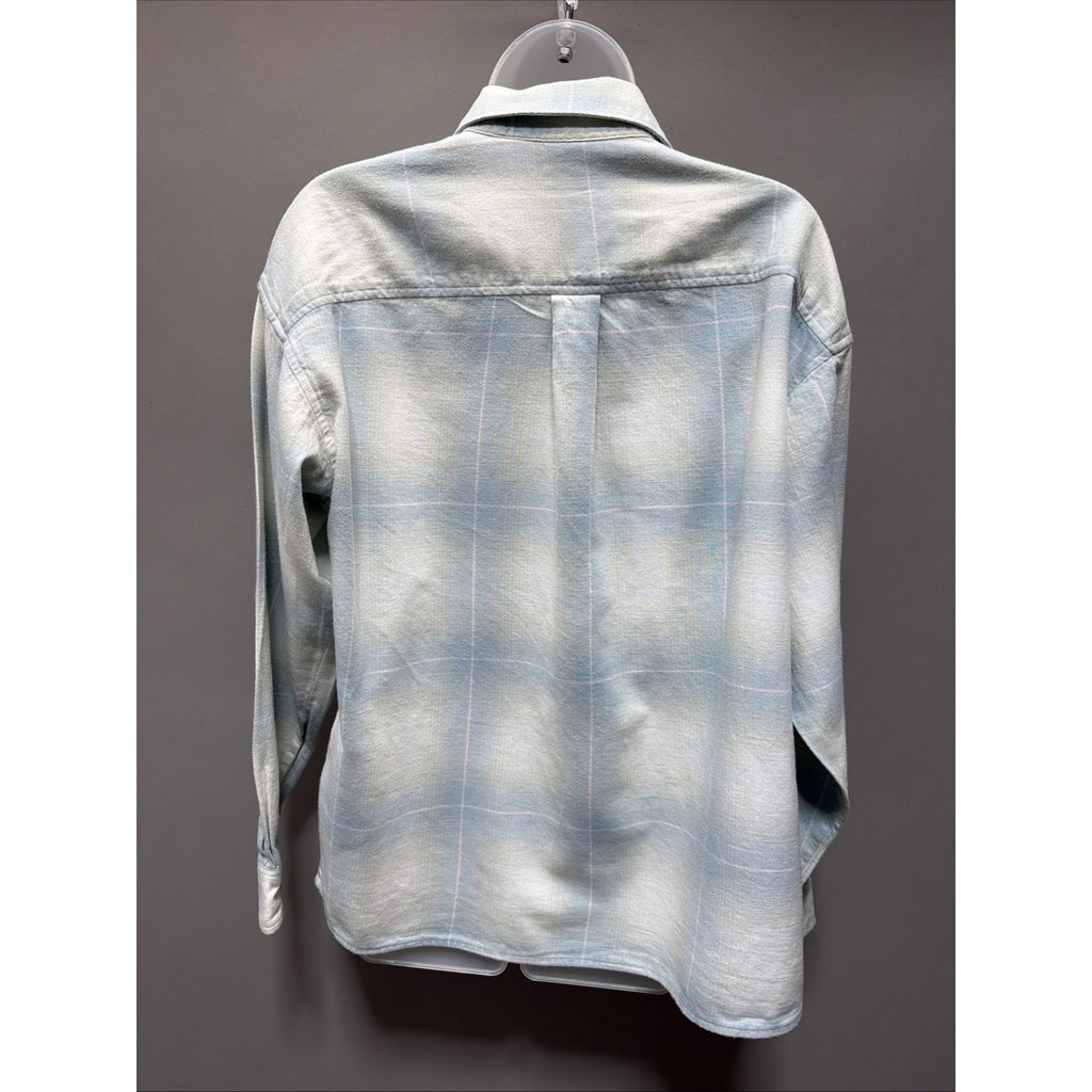 Levi's WoMen's Blue White Plaid Flannel Button-Up Shirt Long Sleeve M