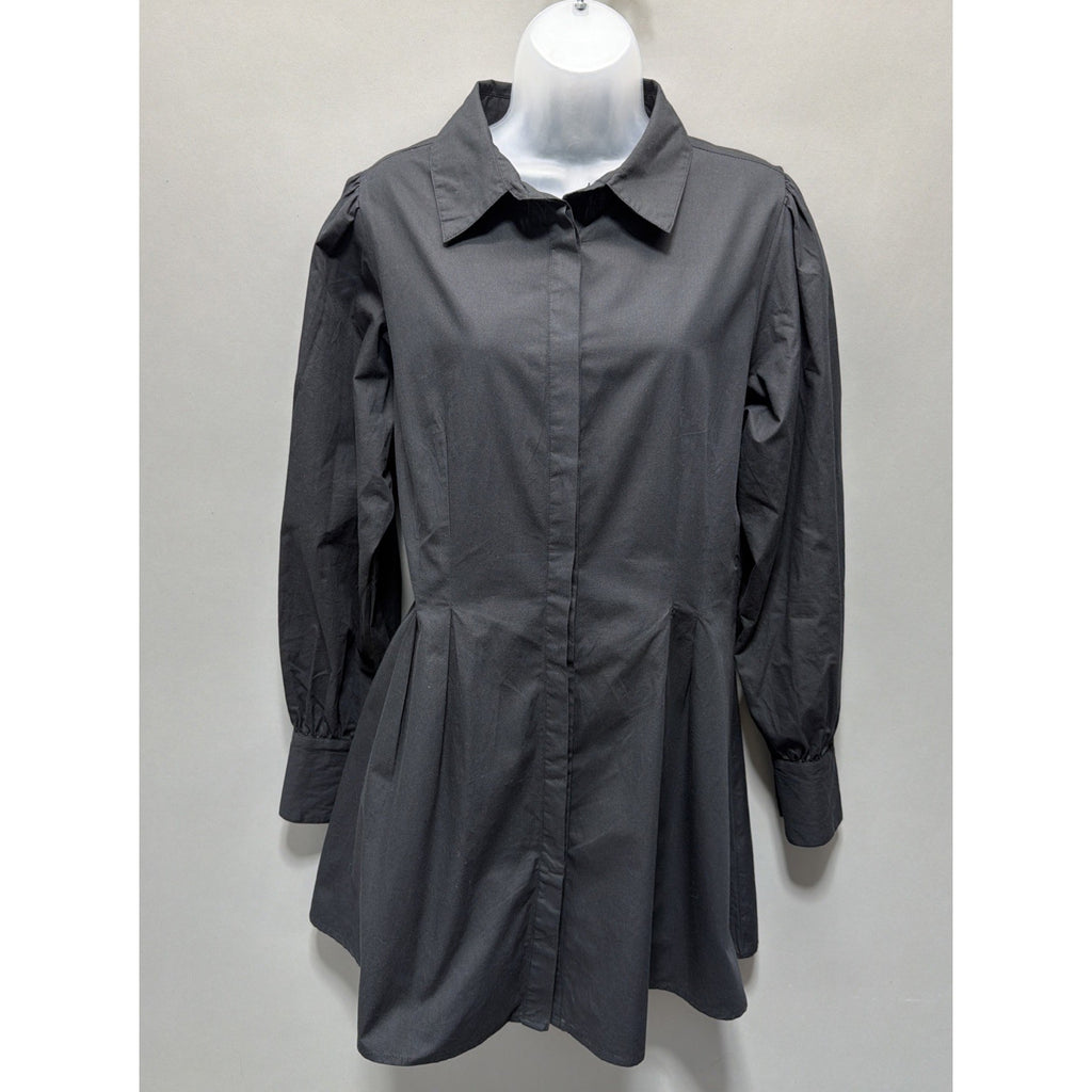 In The Style X Pierre Sian Utility Dress In Black Button Up Size 12