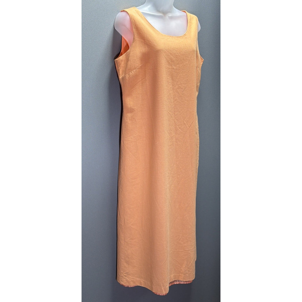 I.S.C. Womens Sleeveless Linen Blend Maxi Shift Dress Medium Peach Vintage