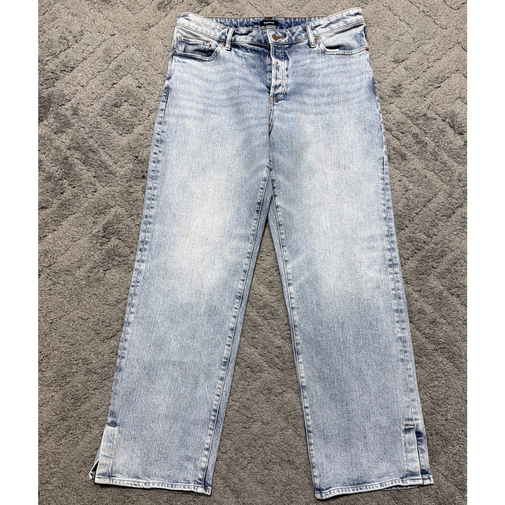 Express Relaxed Straight Low Rise Wide Leg Button Fly Denim Jeans Womens 10R