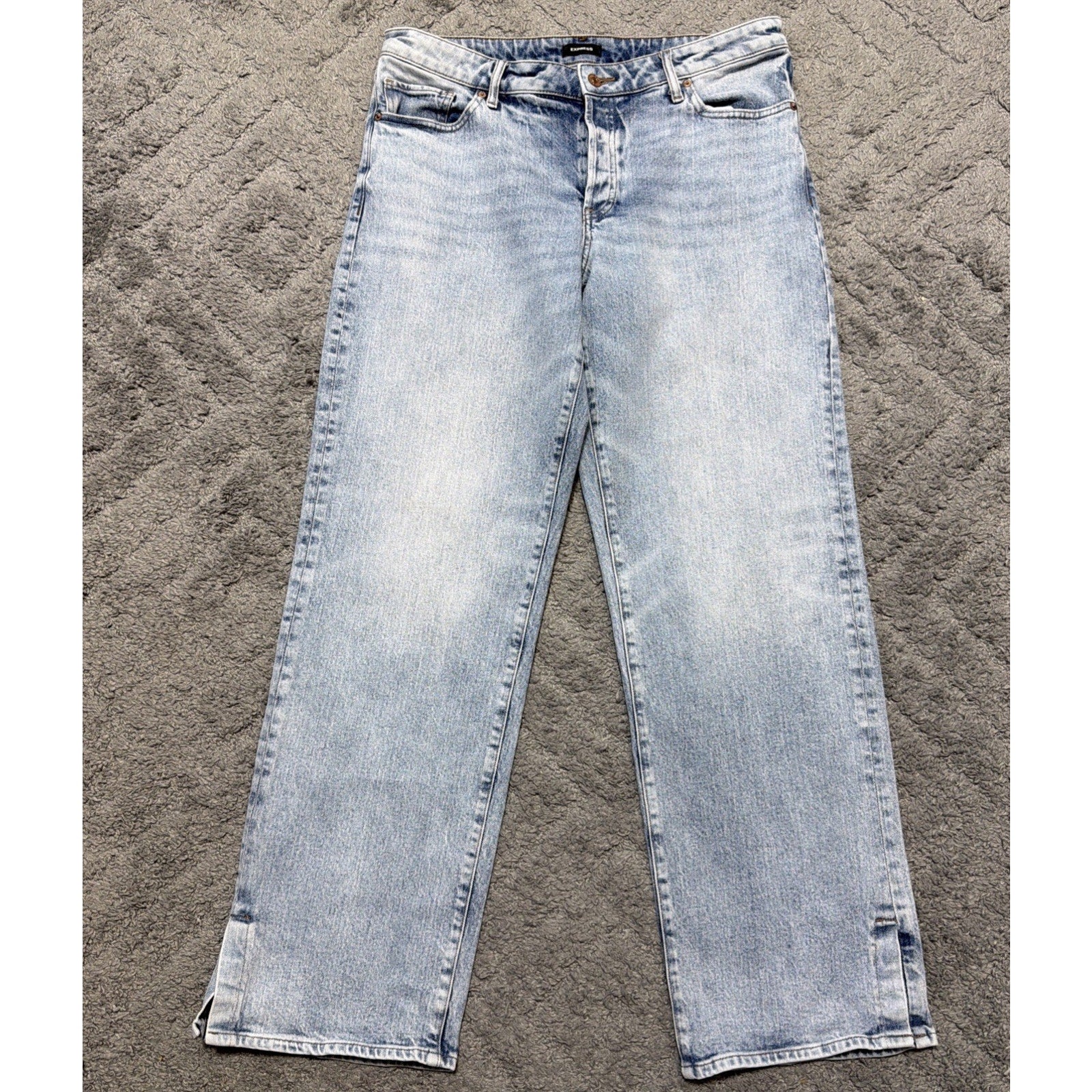 Express Relaxed Straight Low Rise Wide Leg Button Fly Denim Jeans Womens 10R