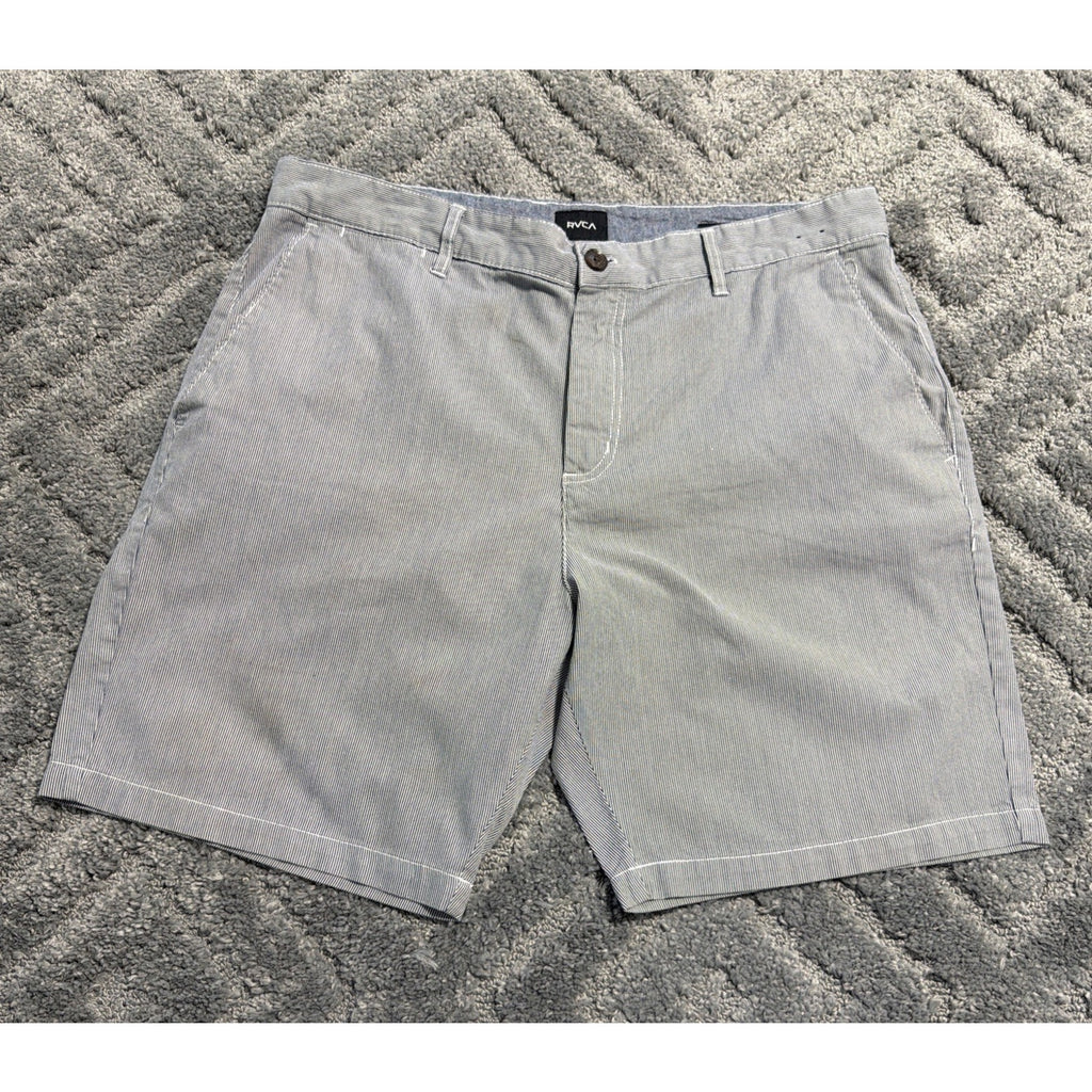 RVCA Nature x Industry Mens Chino Shorts Blue Flat Front Cotton Size 38