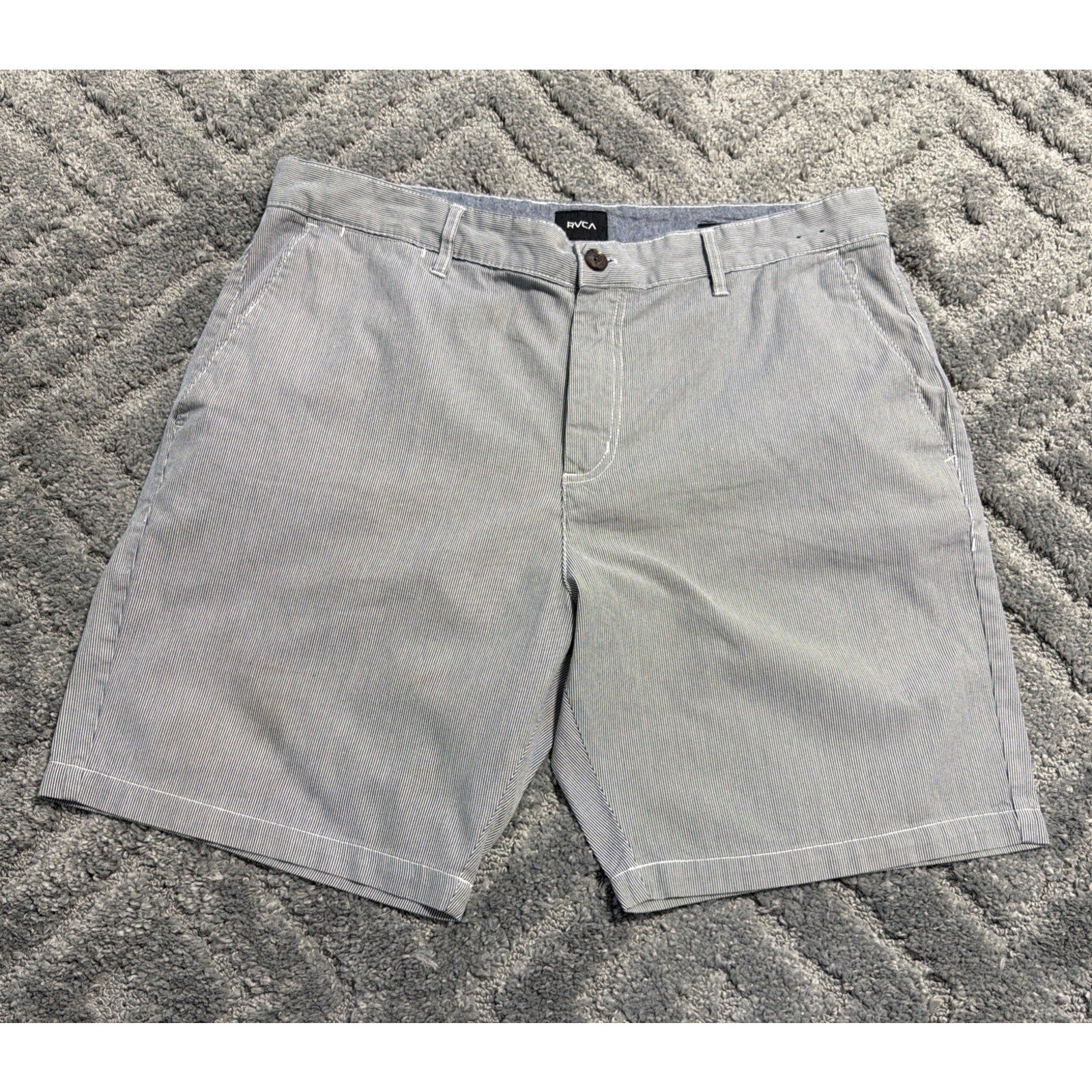 RVCA Nature x Industry Mens Chino Shorts Blue Flat Front Cotton Size 38